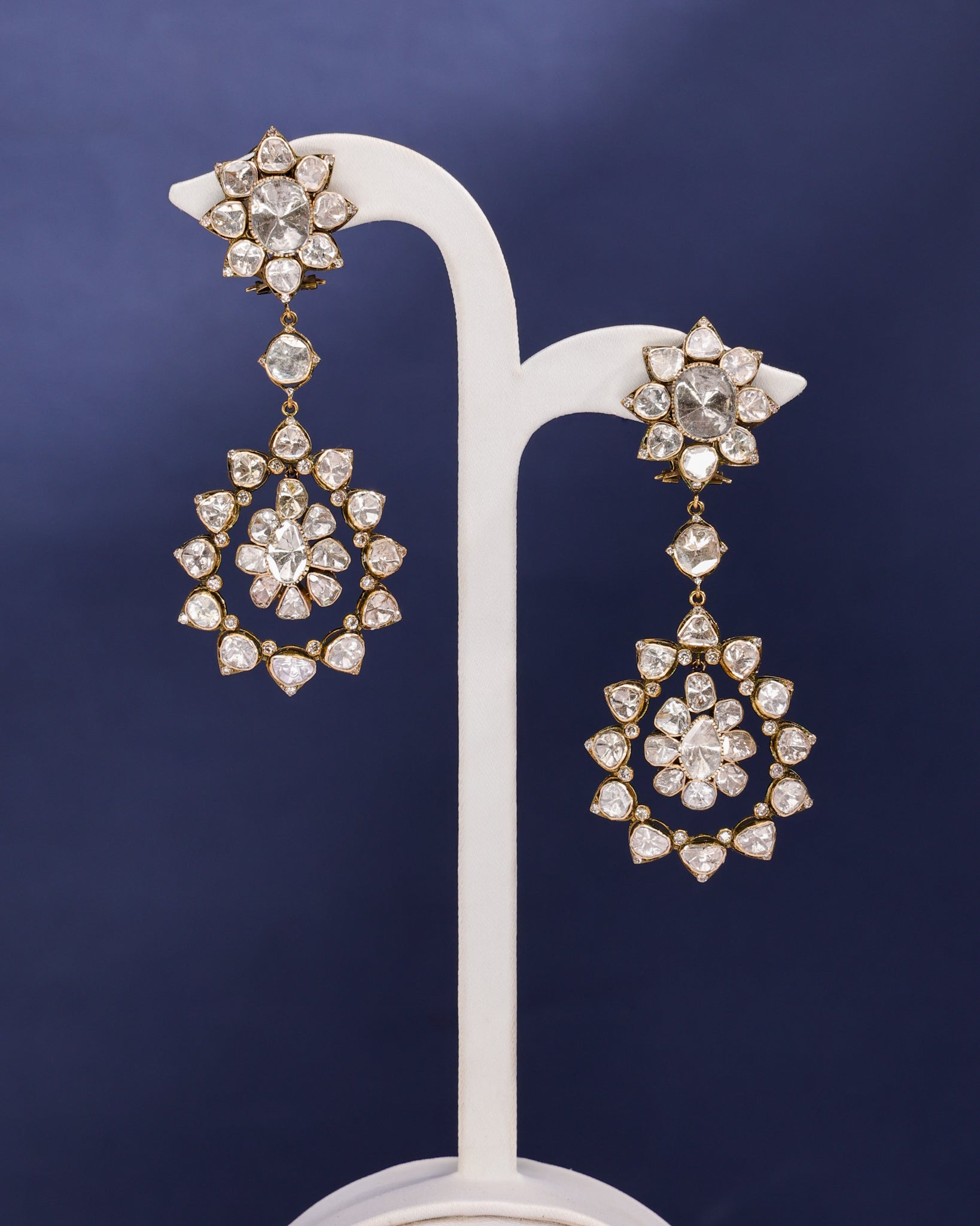 Annette Polki And Diamond Long Earrings