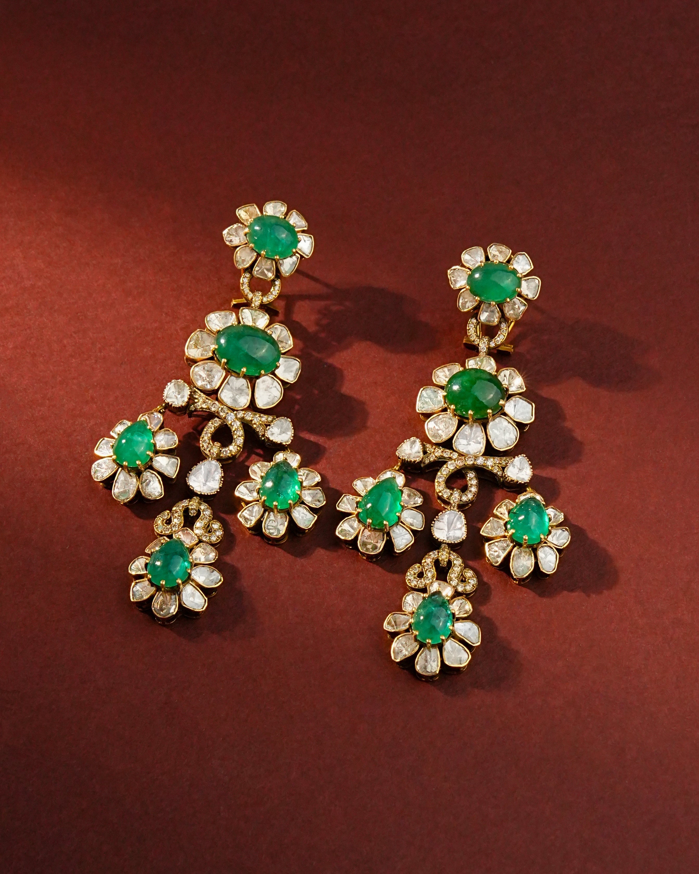 Varuna Polki And Diamond Long Earrings