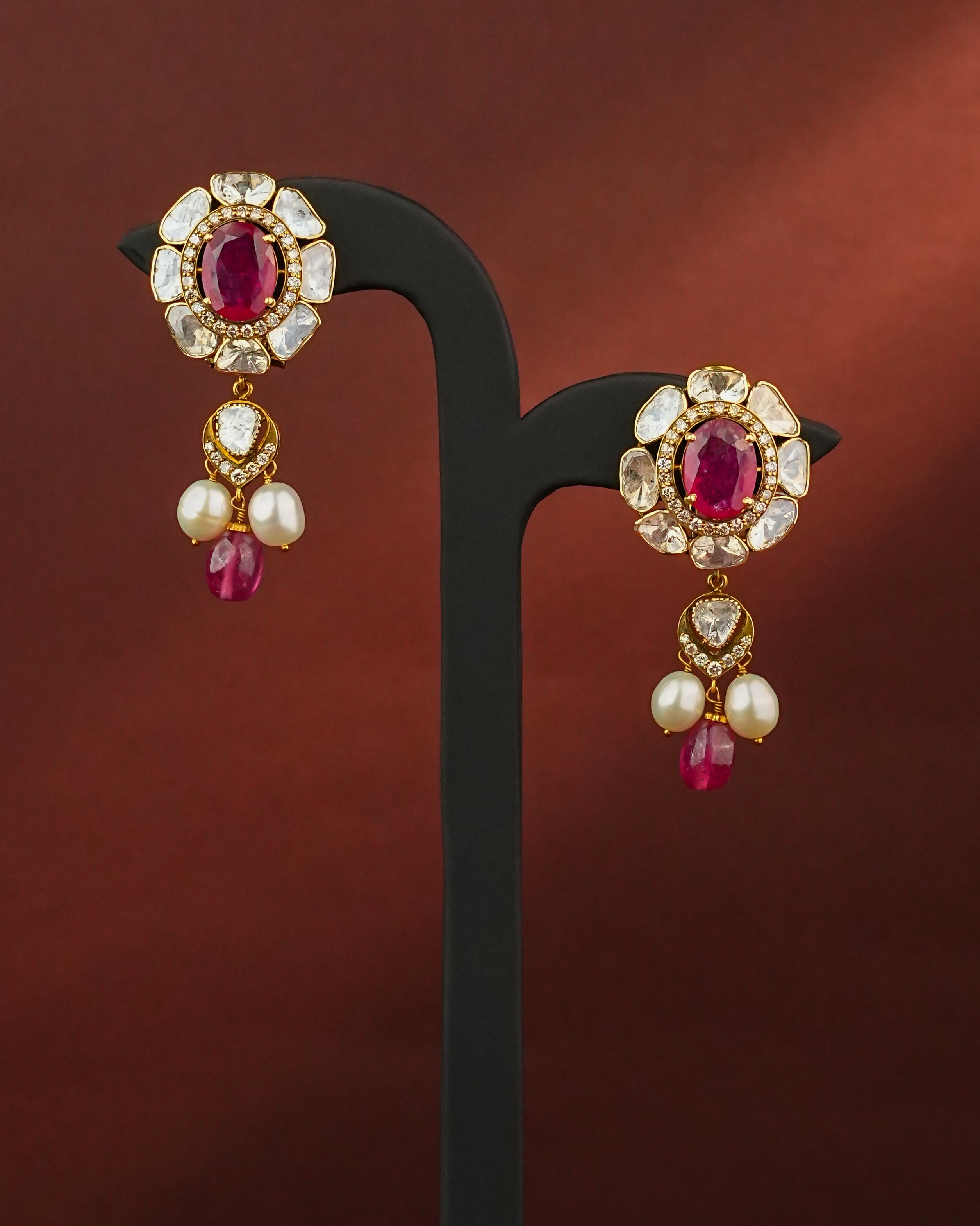 Jenna Polki And Diamond Long Earrings