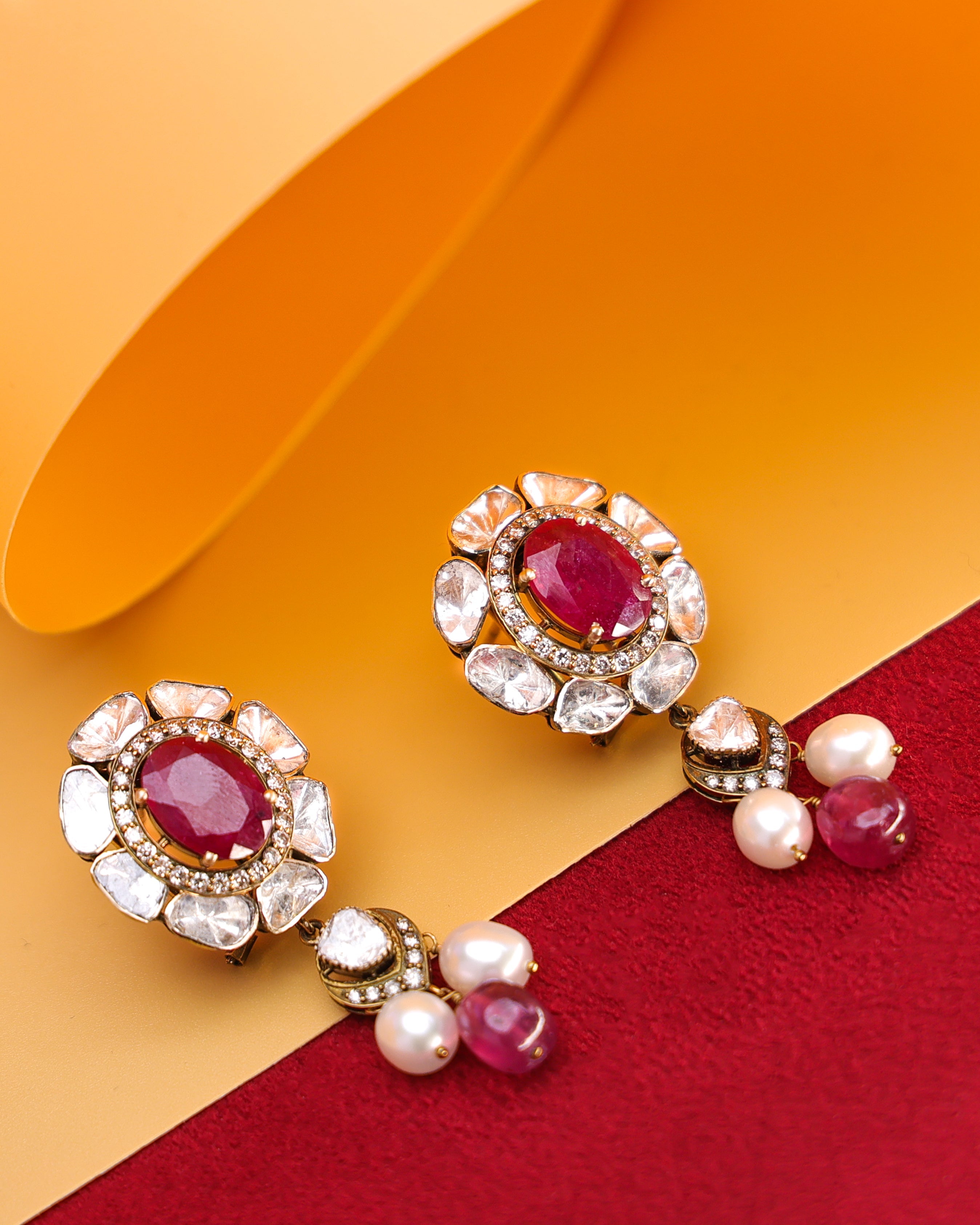 Jenna Polki And Diamond Long Earrings