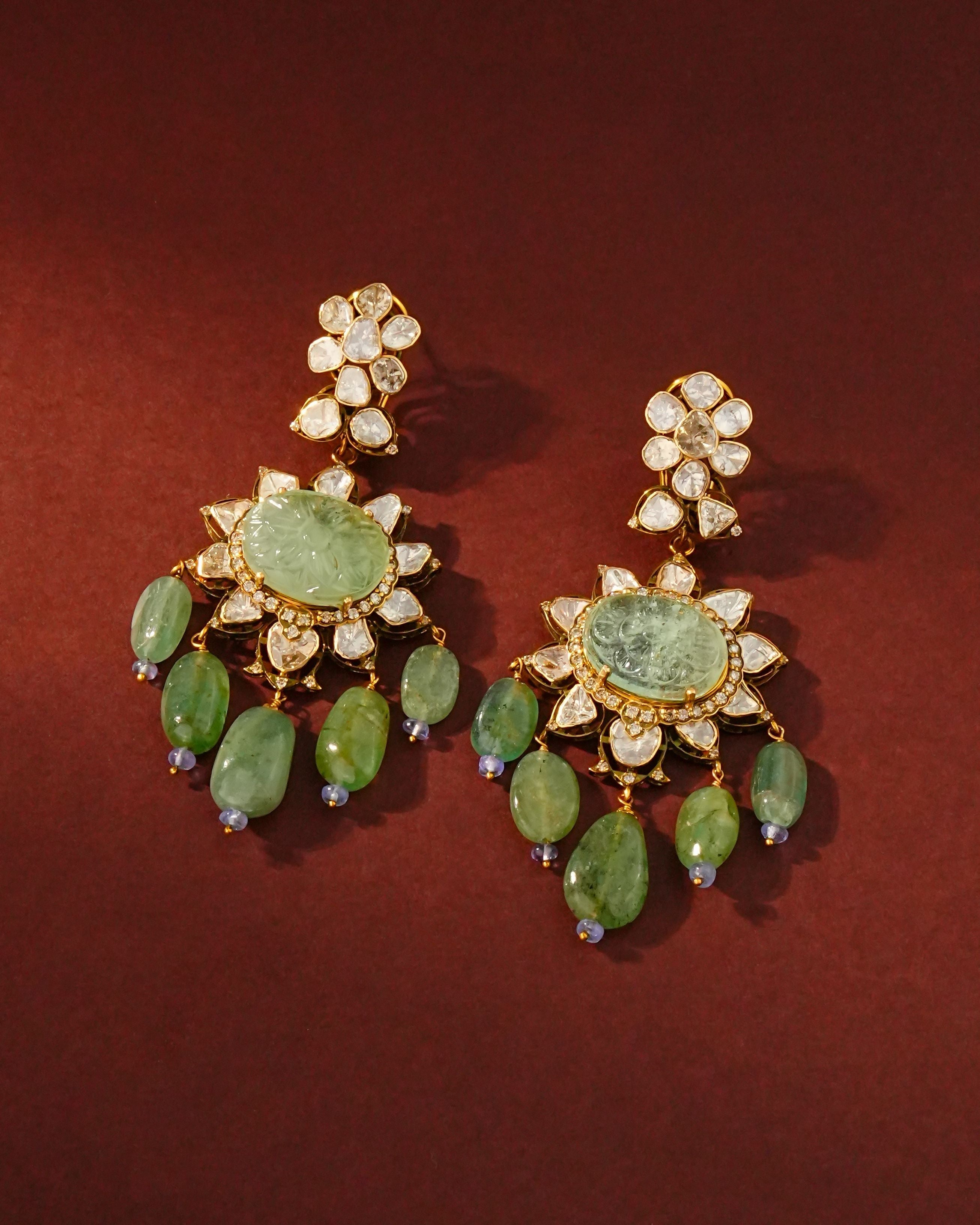 Bhaumi Polki And Diamond Long Earrings