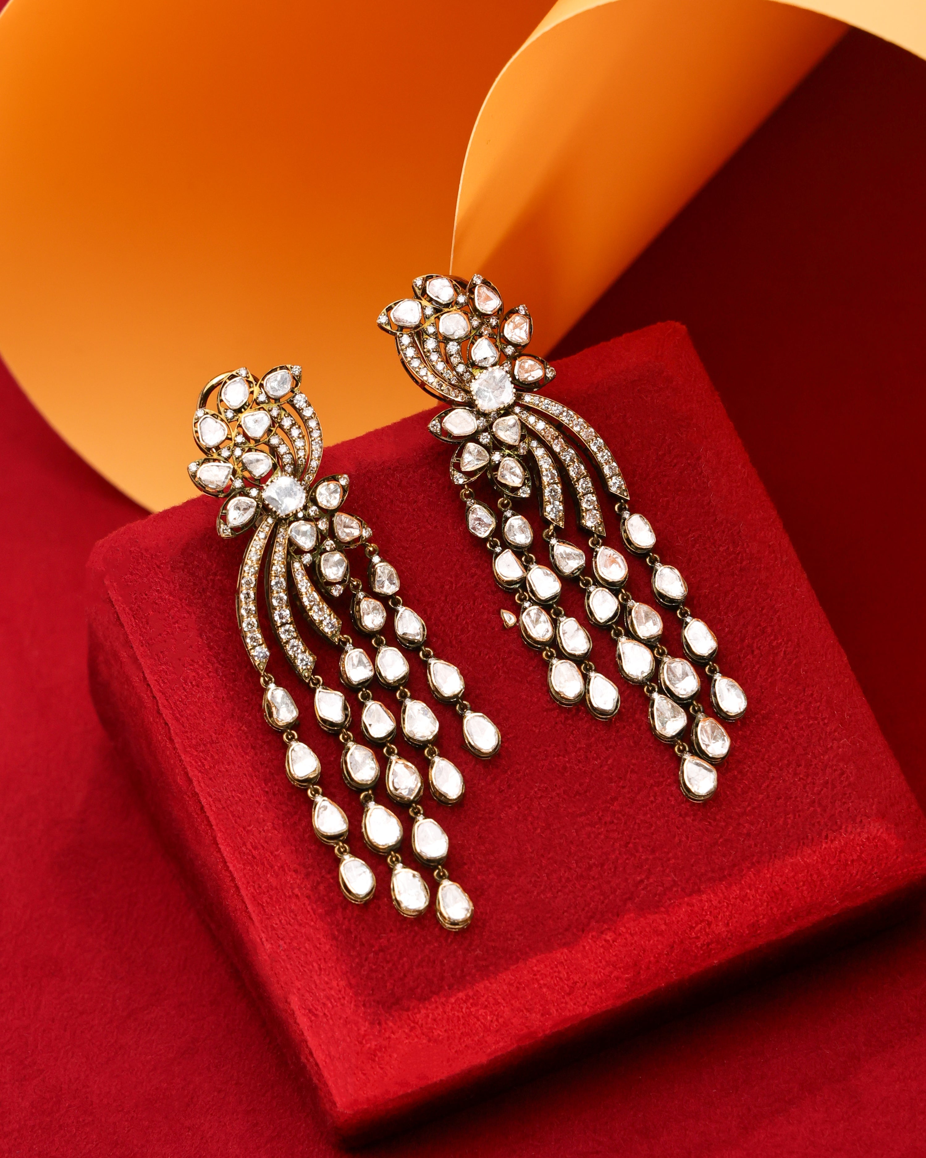 Bhavya Polki And Diamond Long Earrings