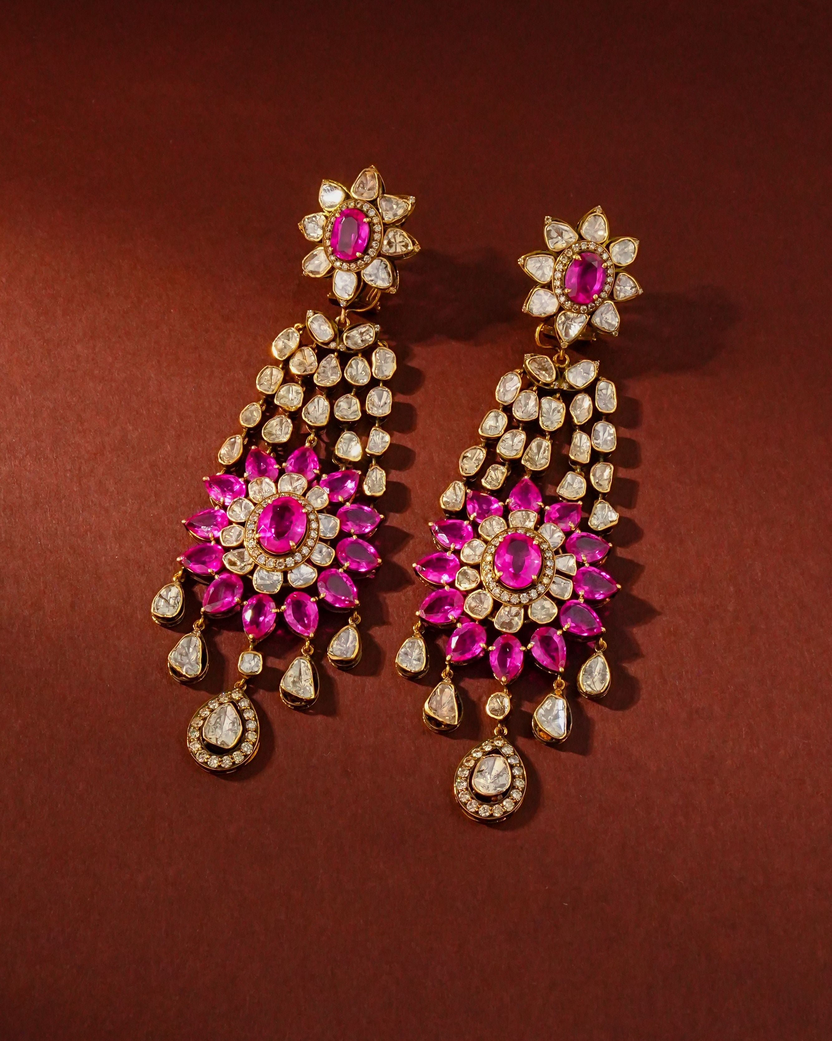 Unnati Polki And Diamond Long Earrings