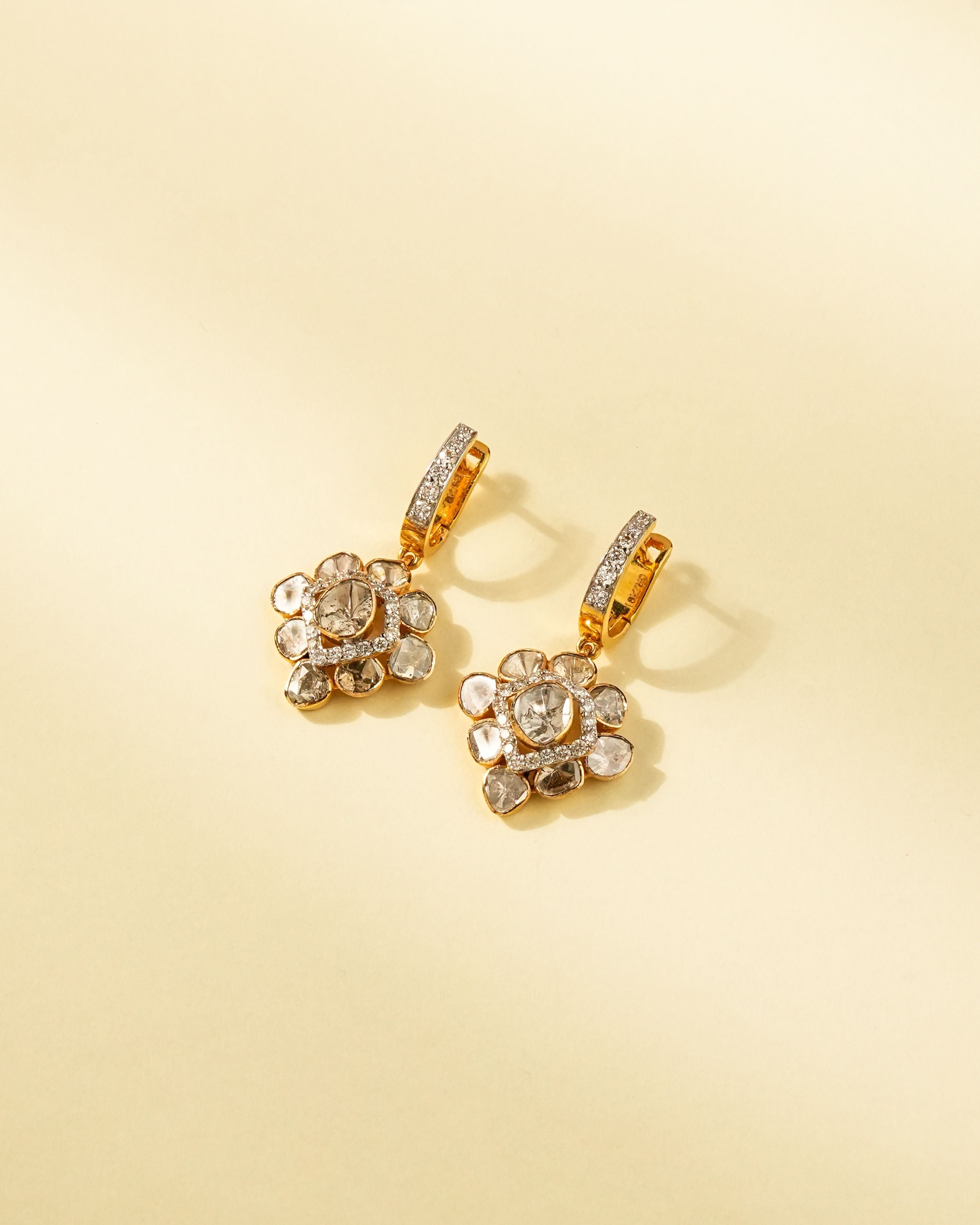 Anila Polki And Diamond Hoops