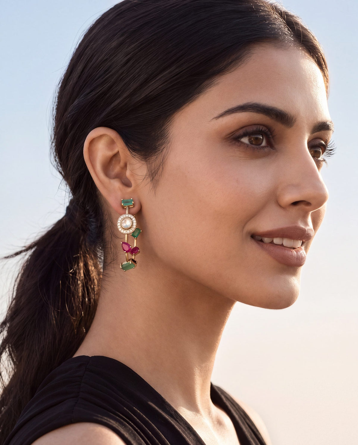 Geeta Polki And Diamond Hoops