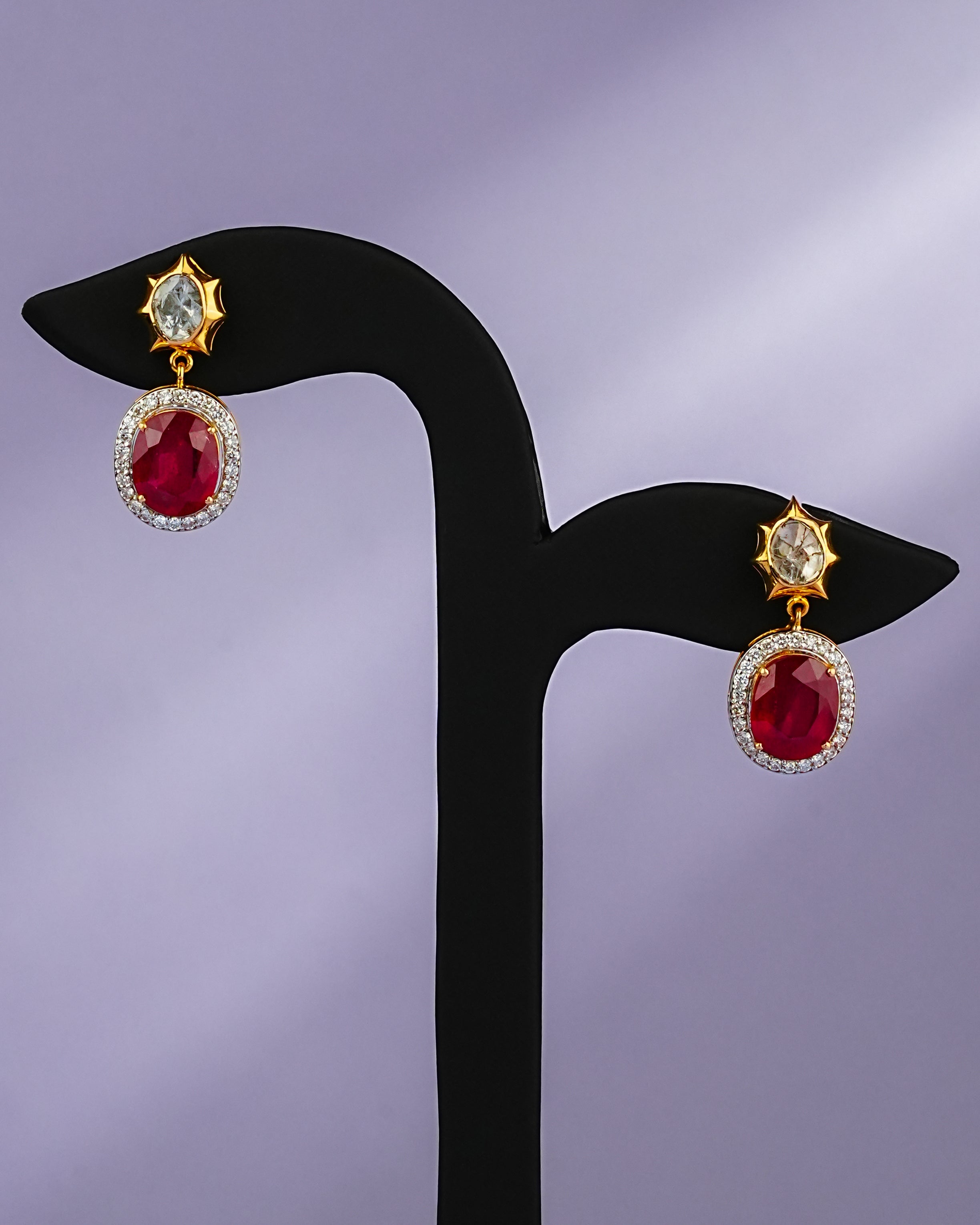 Ravina Polki And Diamond Long Earrings