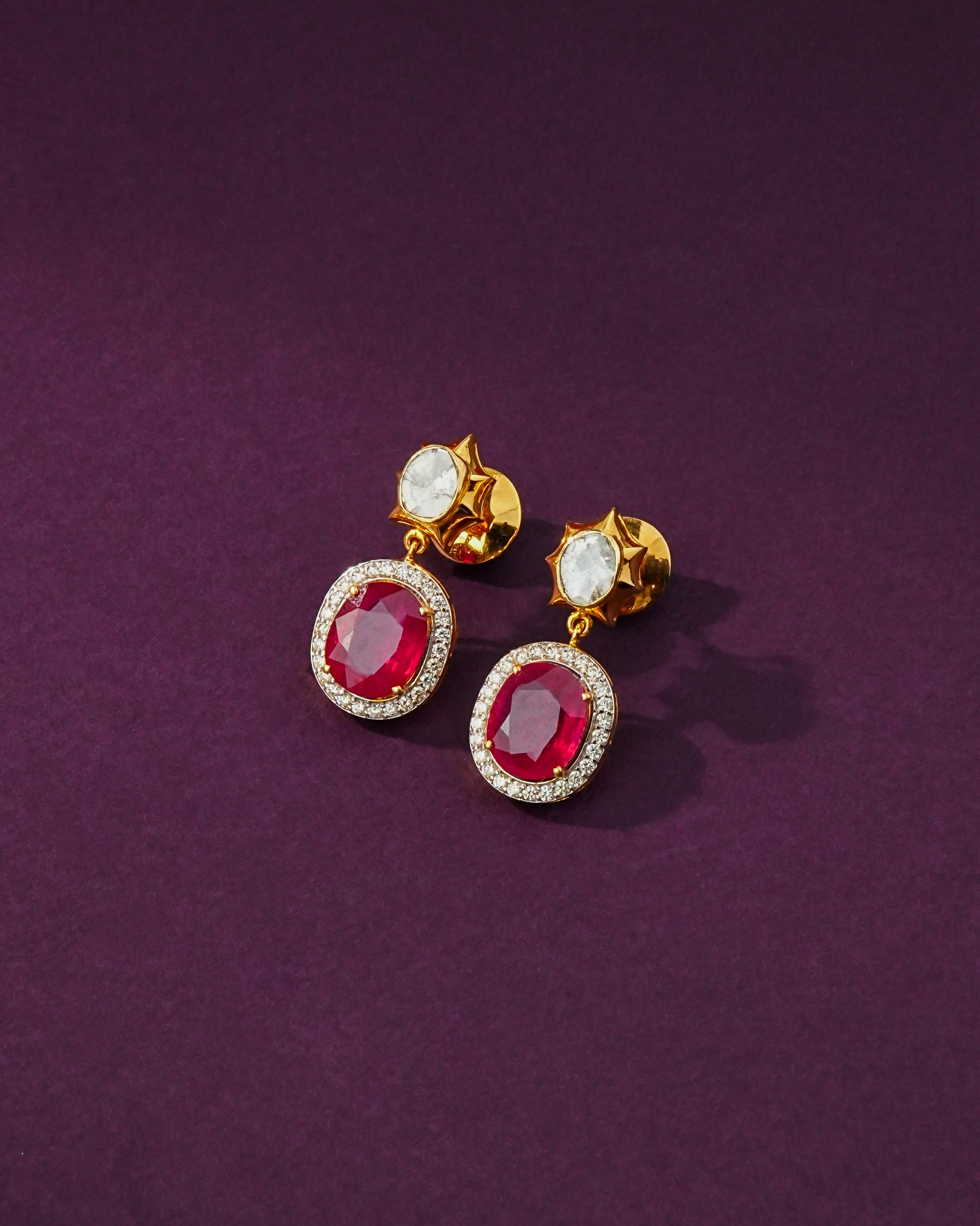 Ravina Polki And Diamond Long Earrings