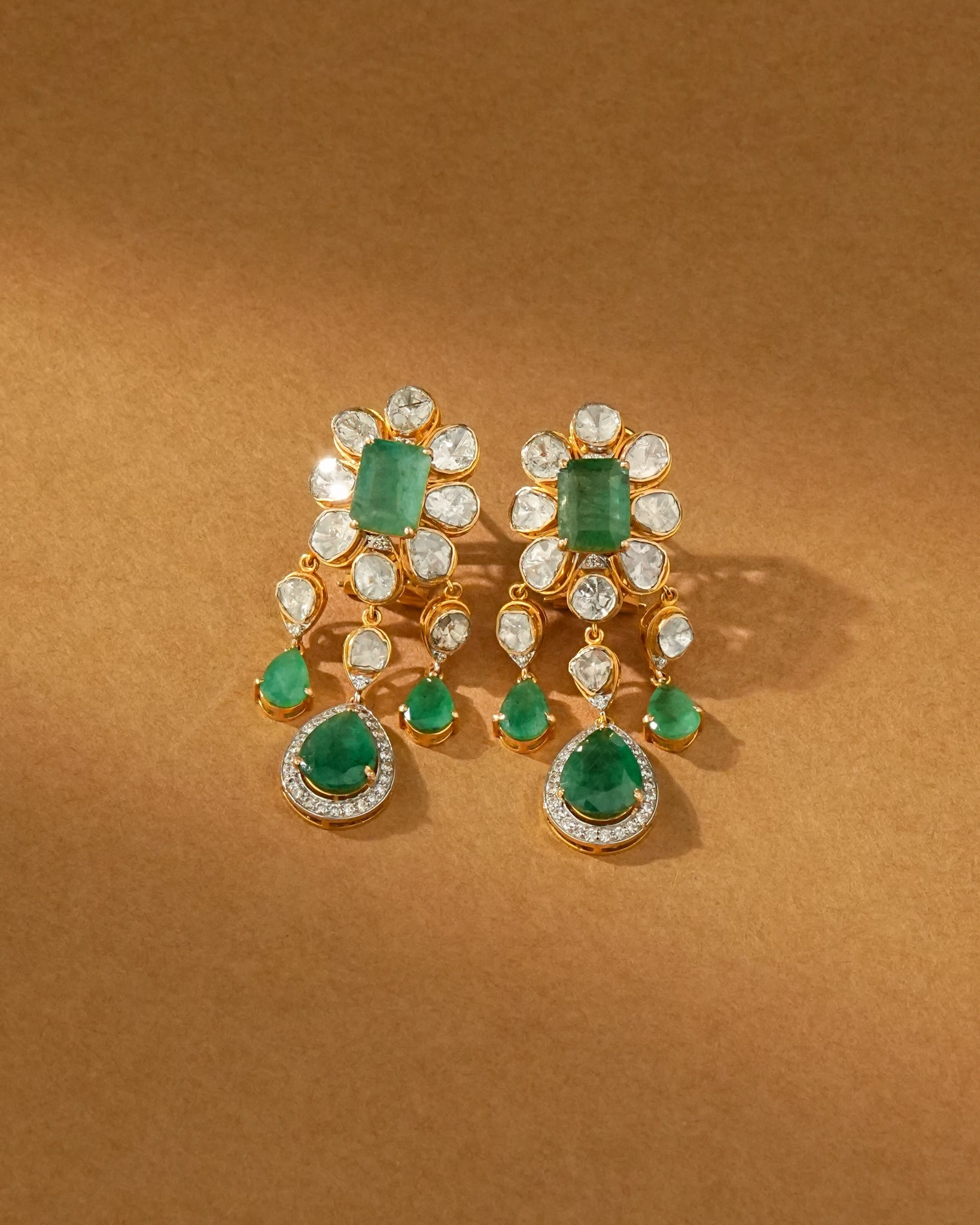 Arika Polki And Diamond Long Earrings