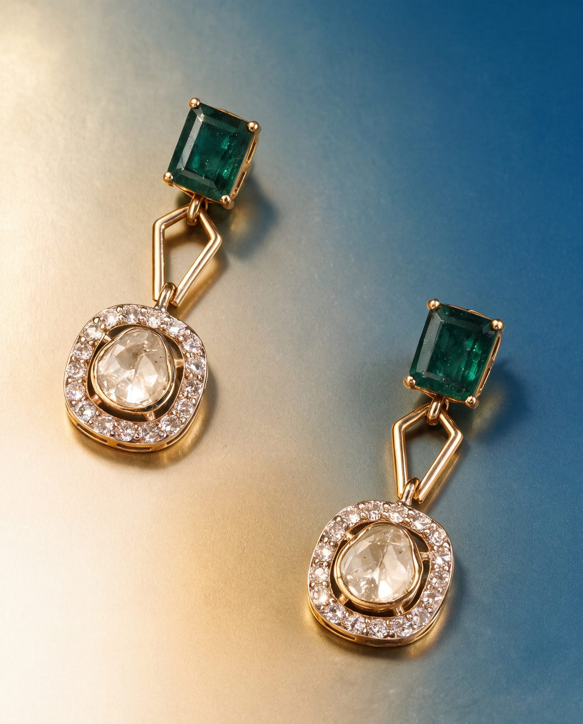 Faria Polki And Diamond Long Earrings
