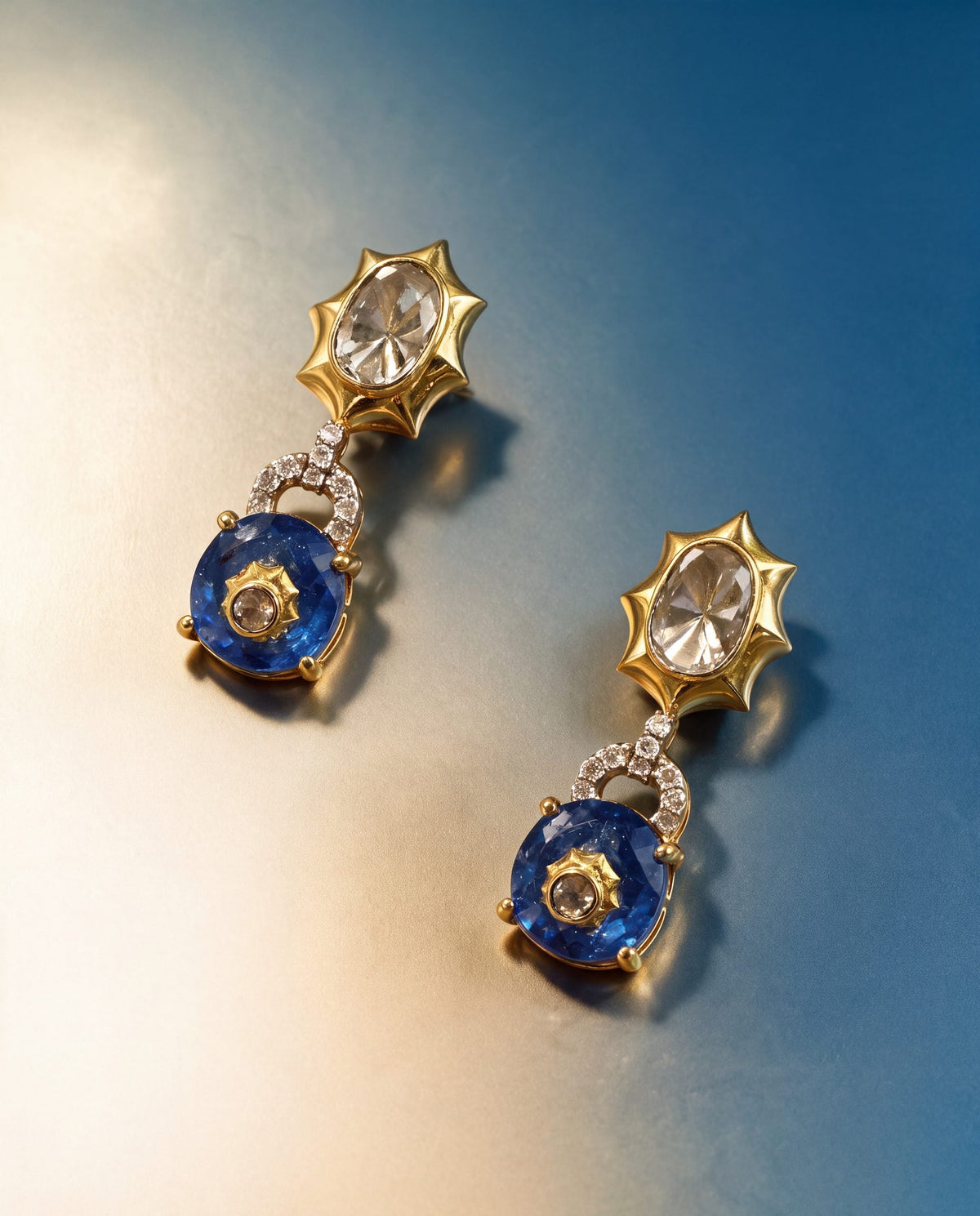 Oviya Polki And Diamond Long Earrings