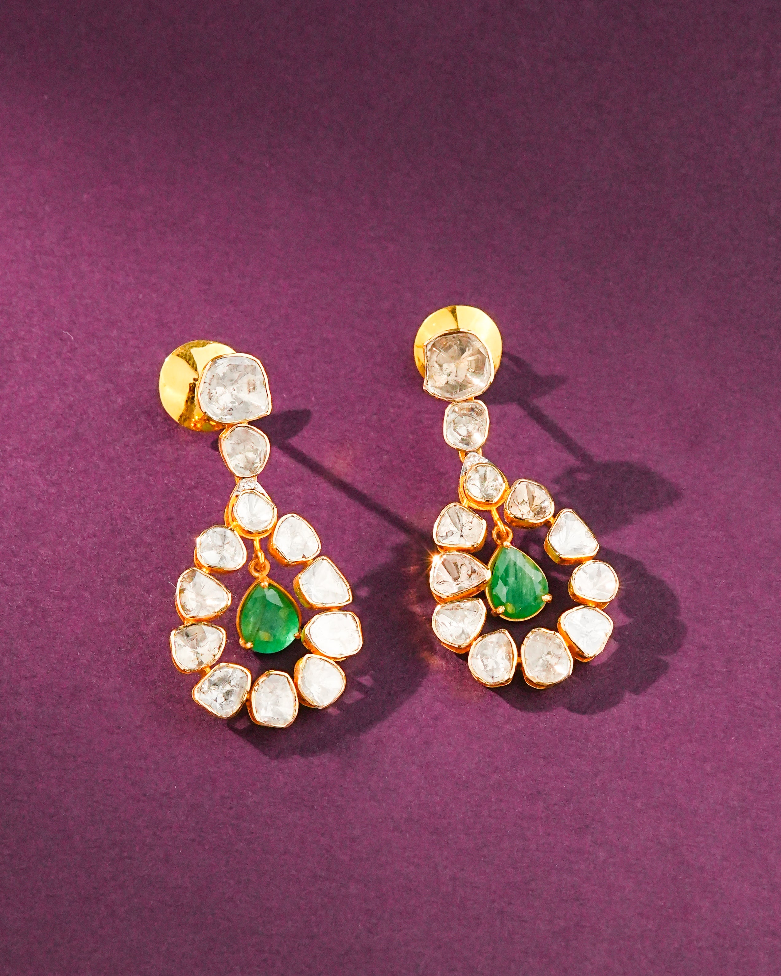 Sonali Polki And Diamond Long Earrings