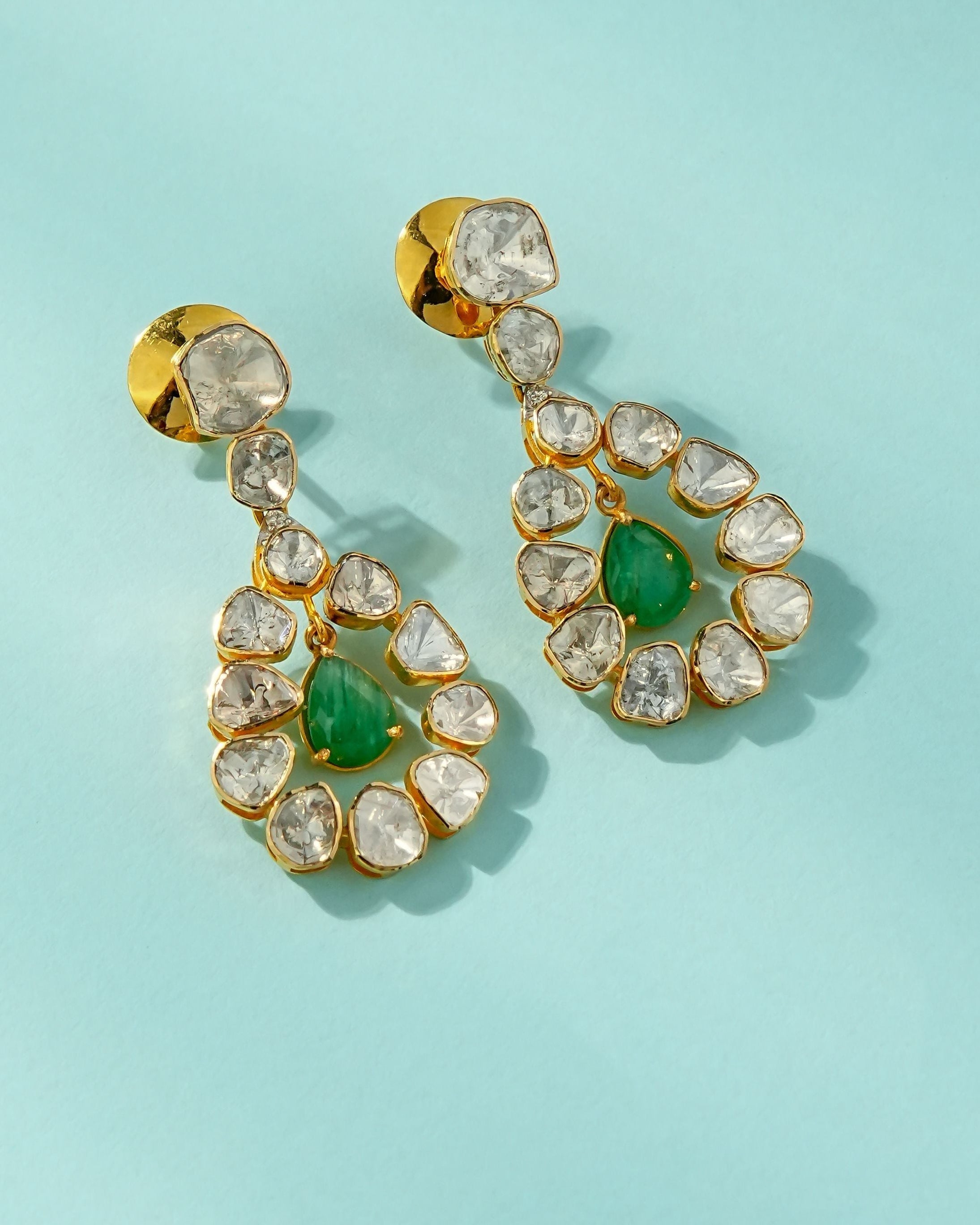 Sonali Polki And Diamond Long Earrings
