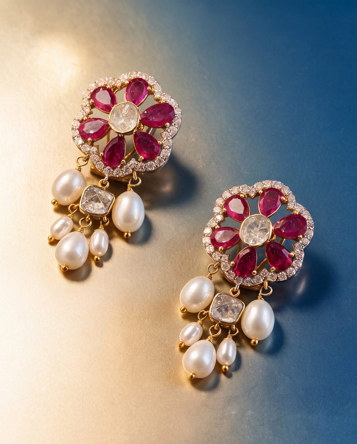 Noelle Polki And Diamond Long Earrings