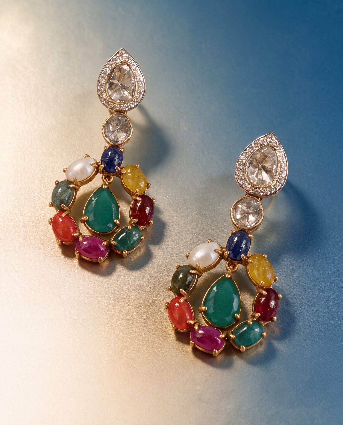 Vidhi Polki And Diamond Long Earrings