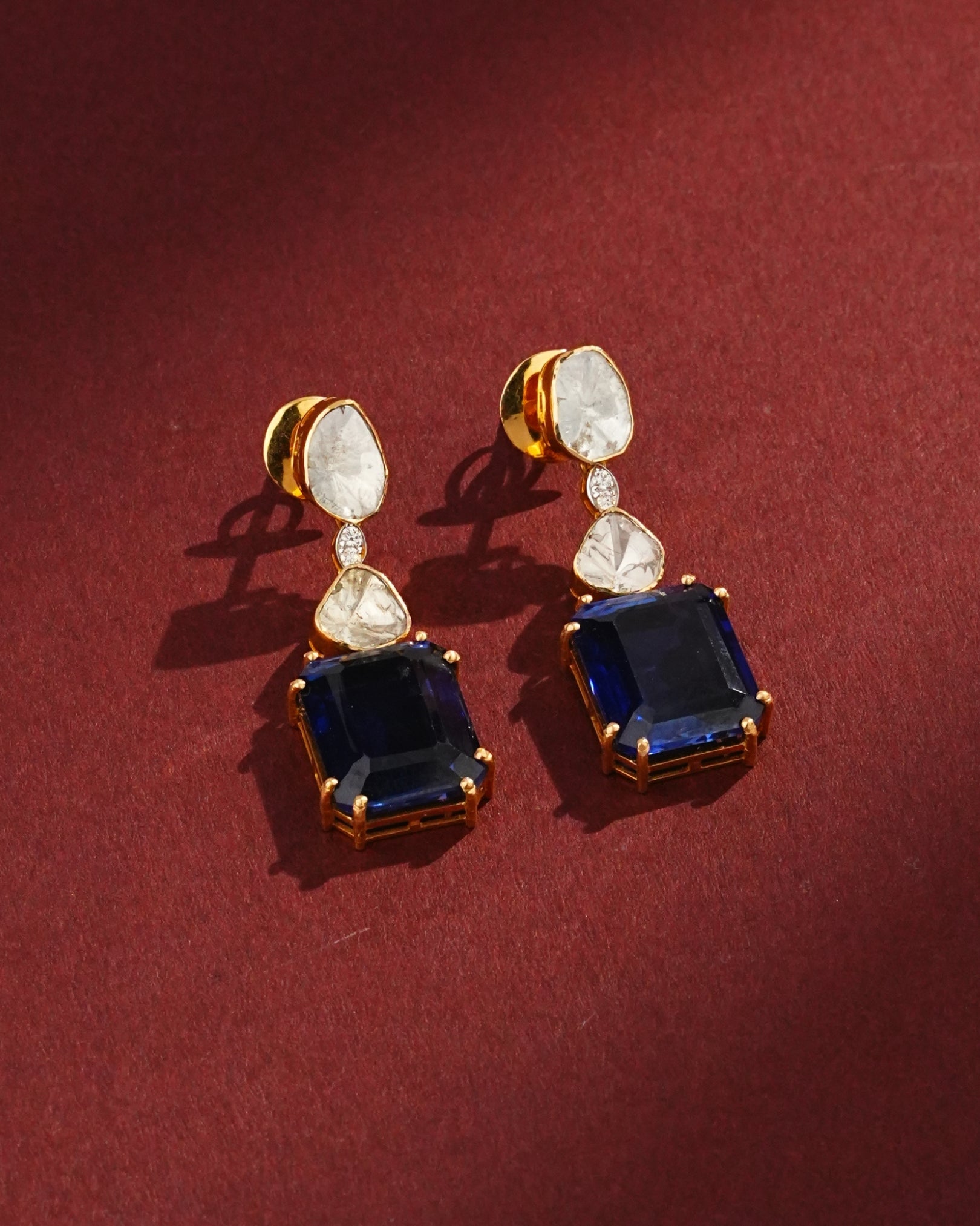 Savya Polki And Diamond Long Earrings