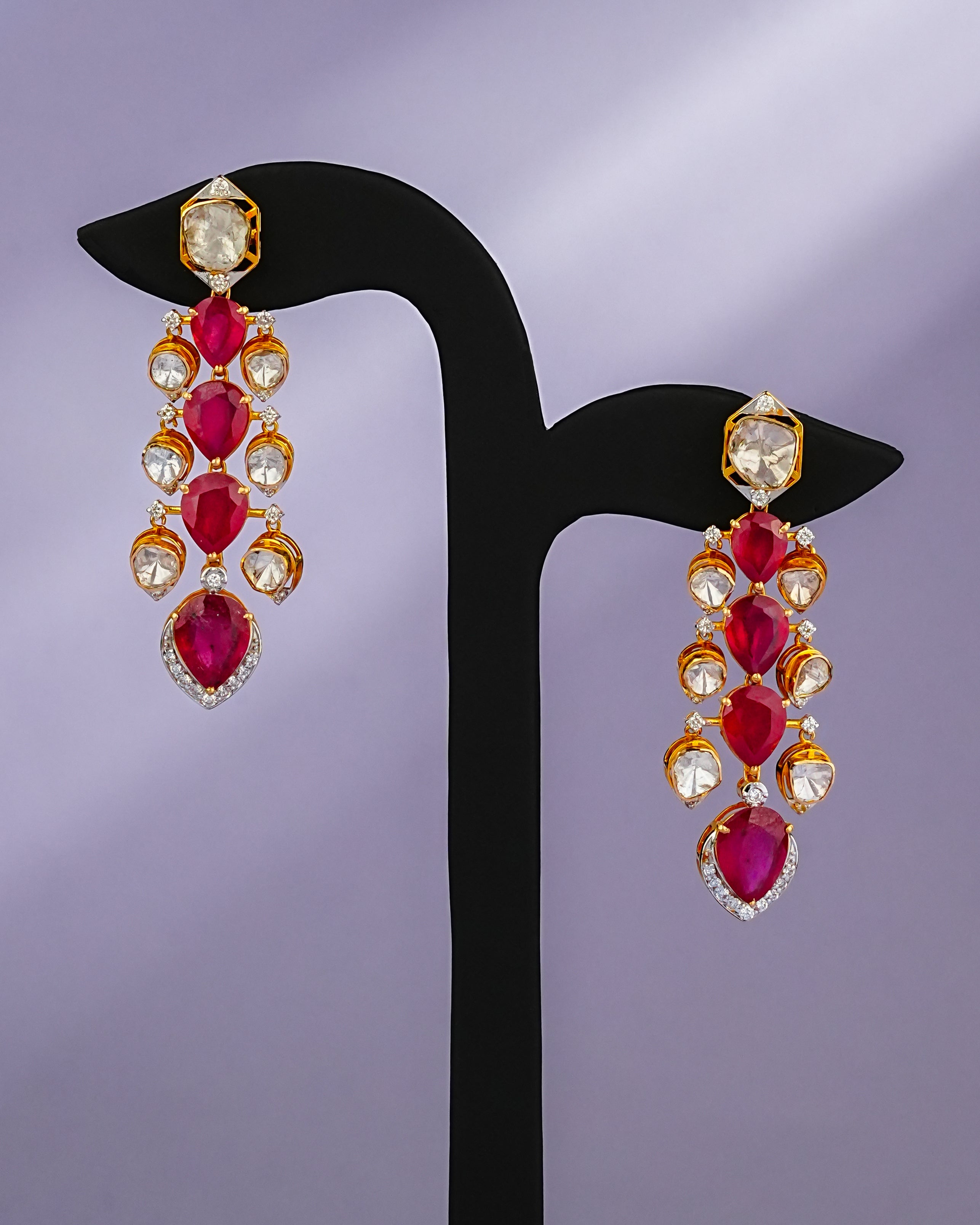 Janvi Polki And Diamond Long Earrings