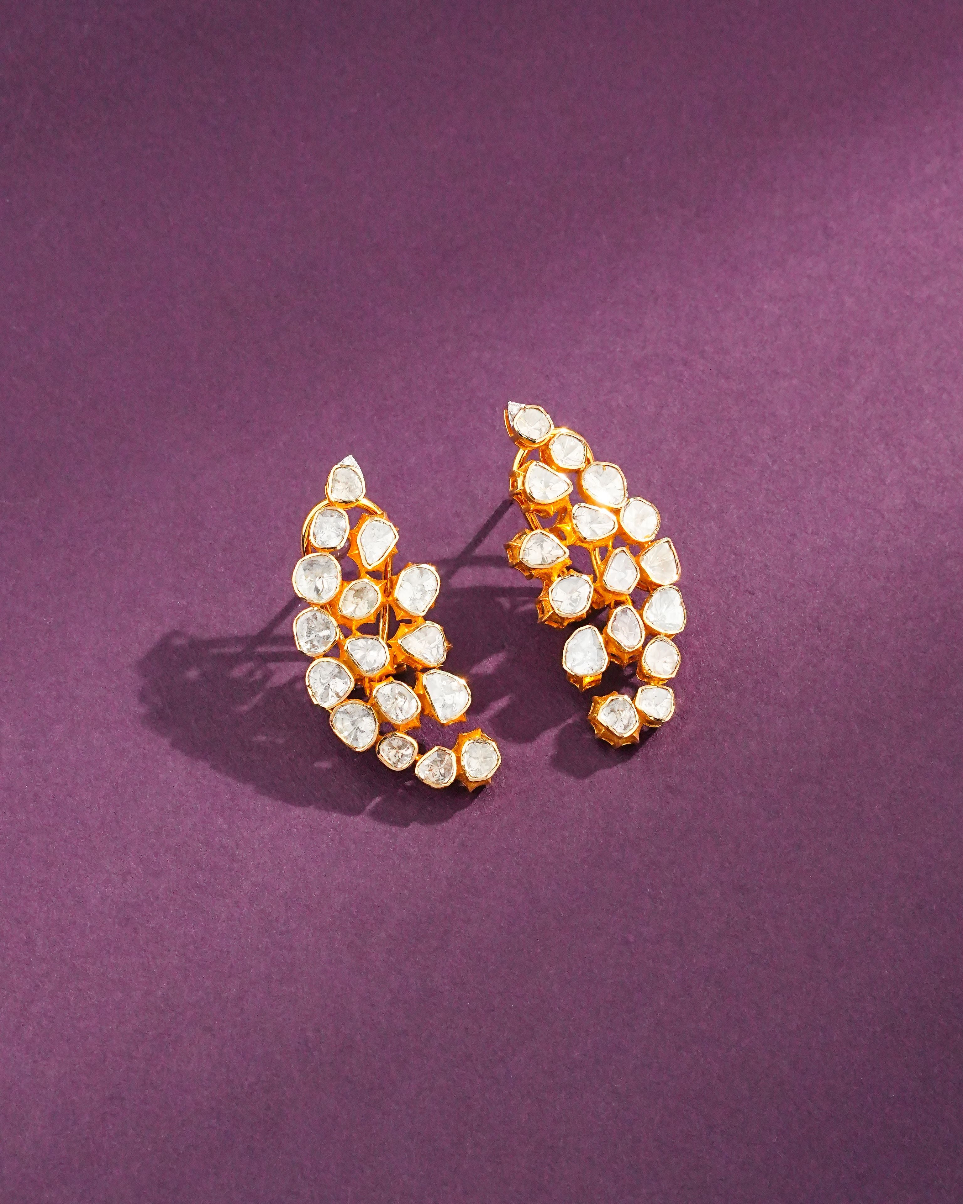 Sanya Polki And Diamond Long Earrings