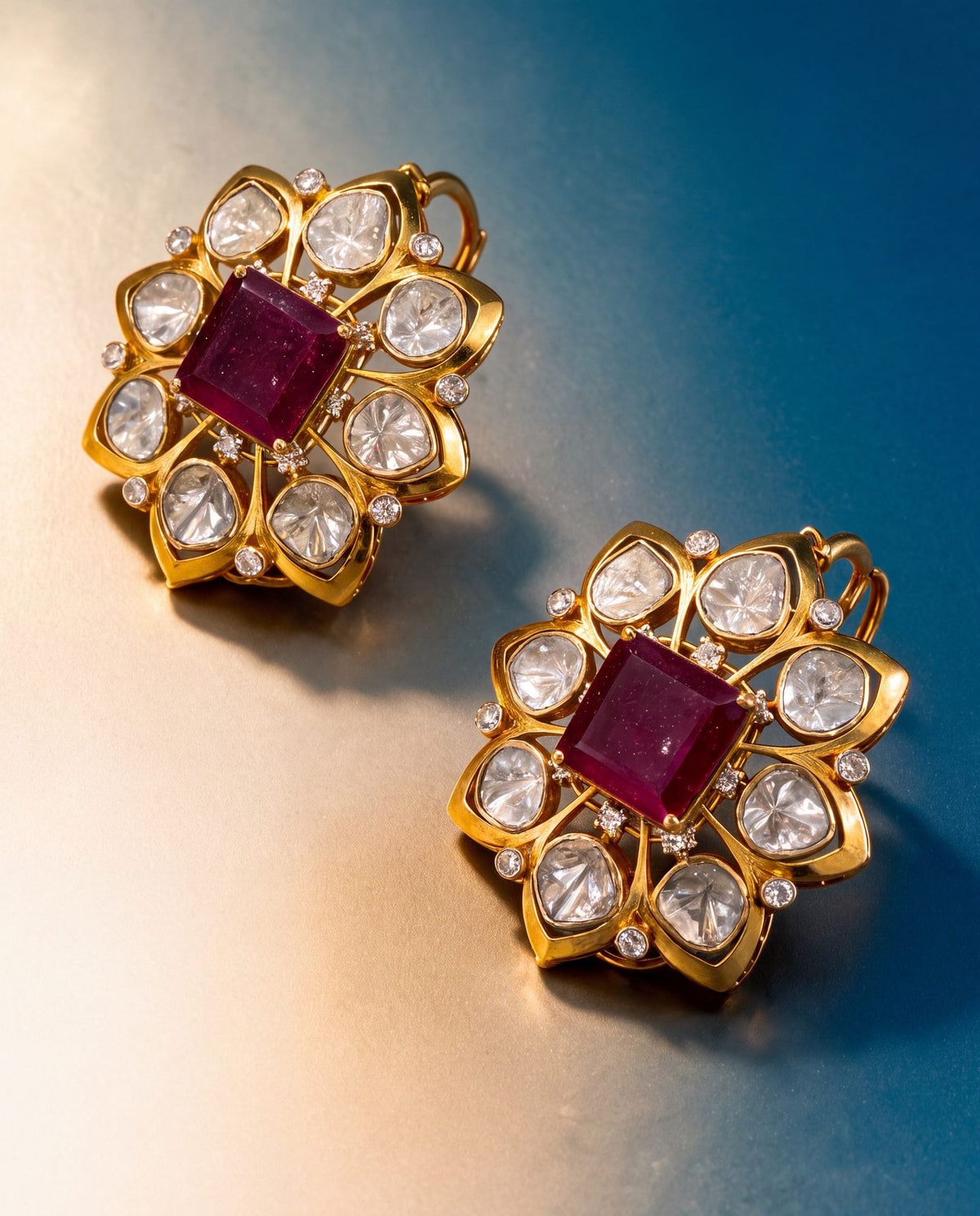 Diya Polki And Diamond Tops