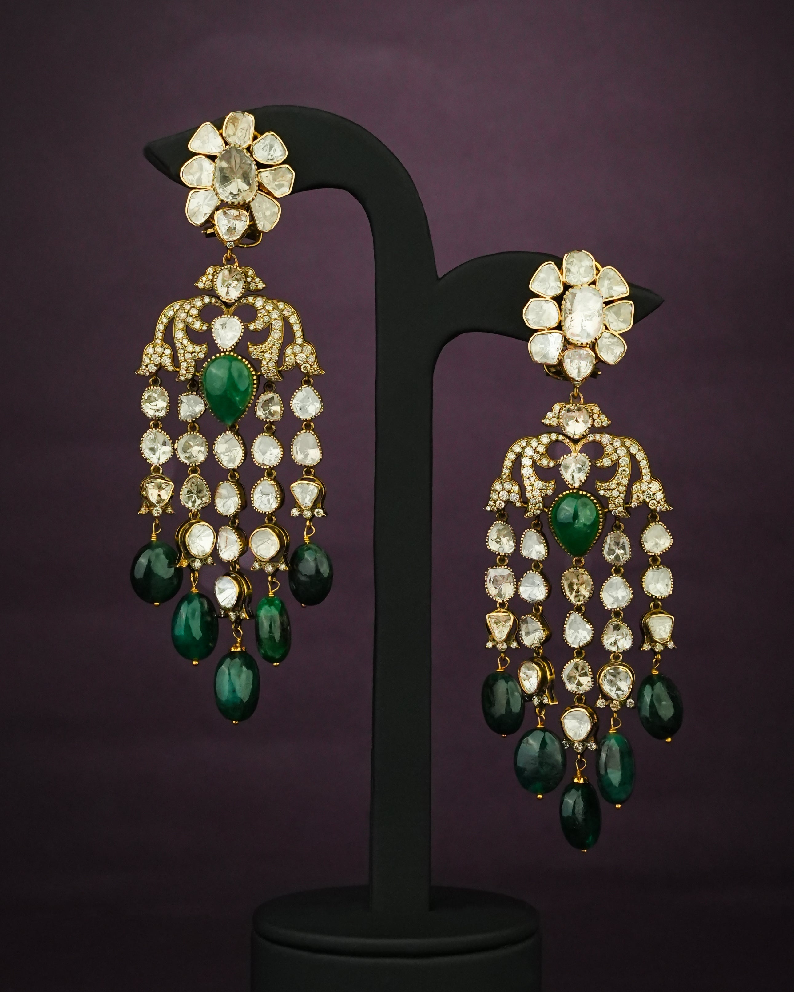 Urvita Polki And Diamond Long Earrings