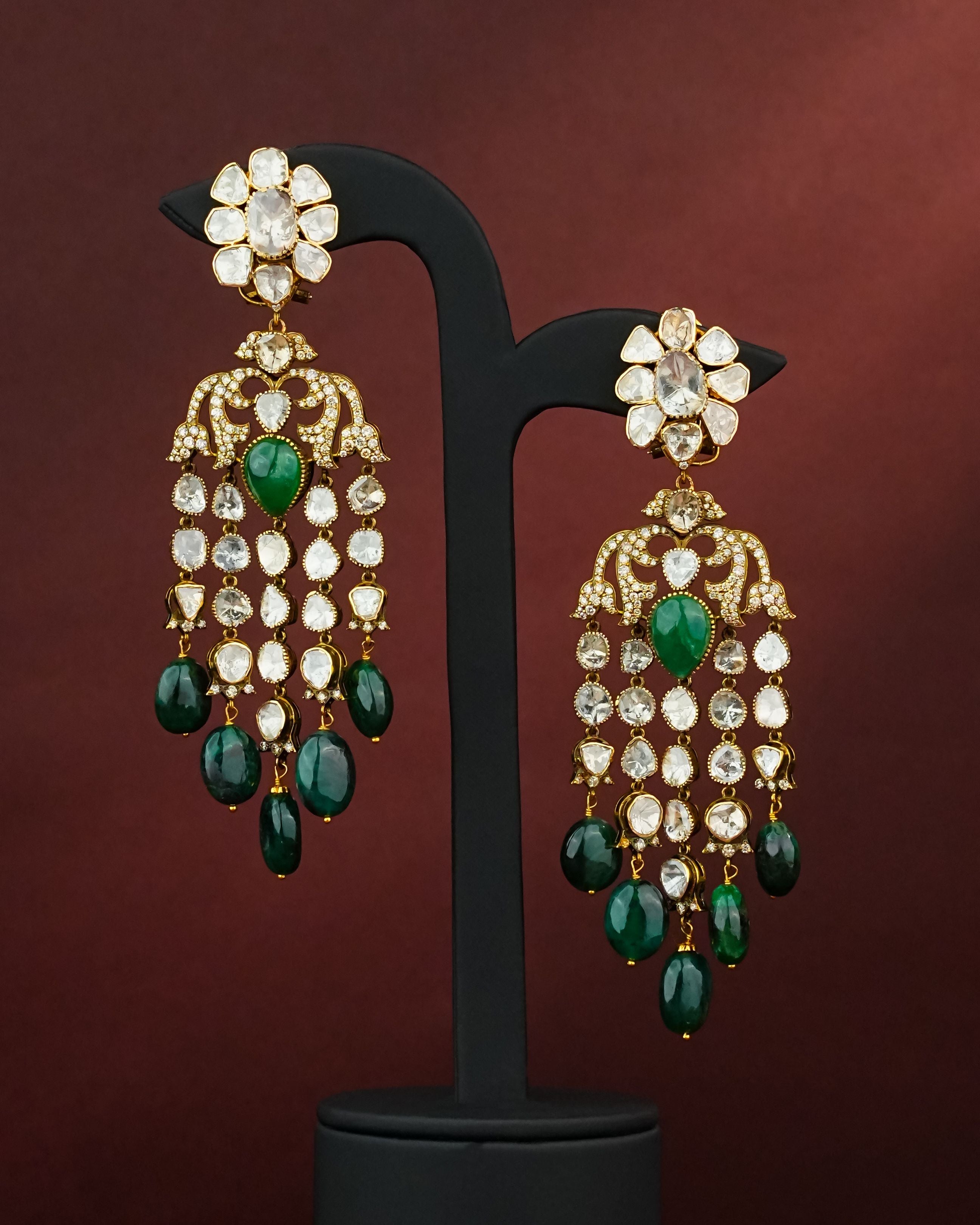 Urvita Polki And Diamond Long Earrings