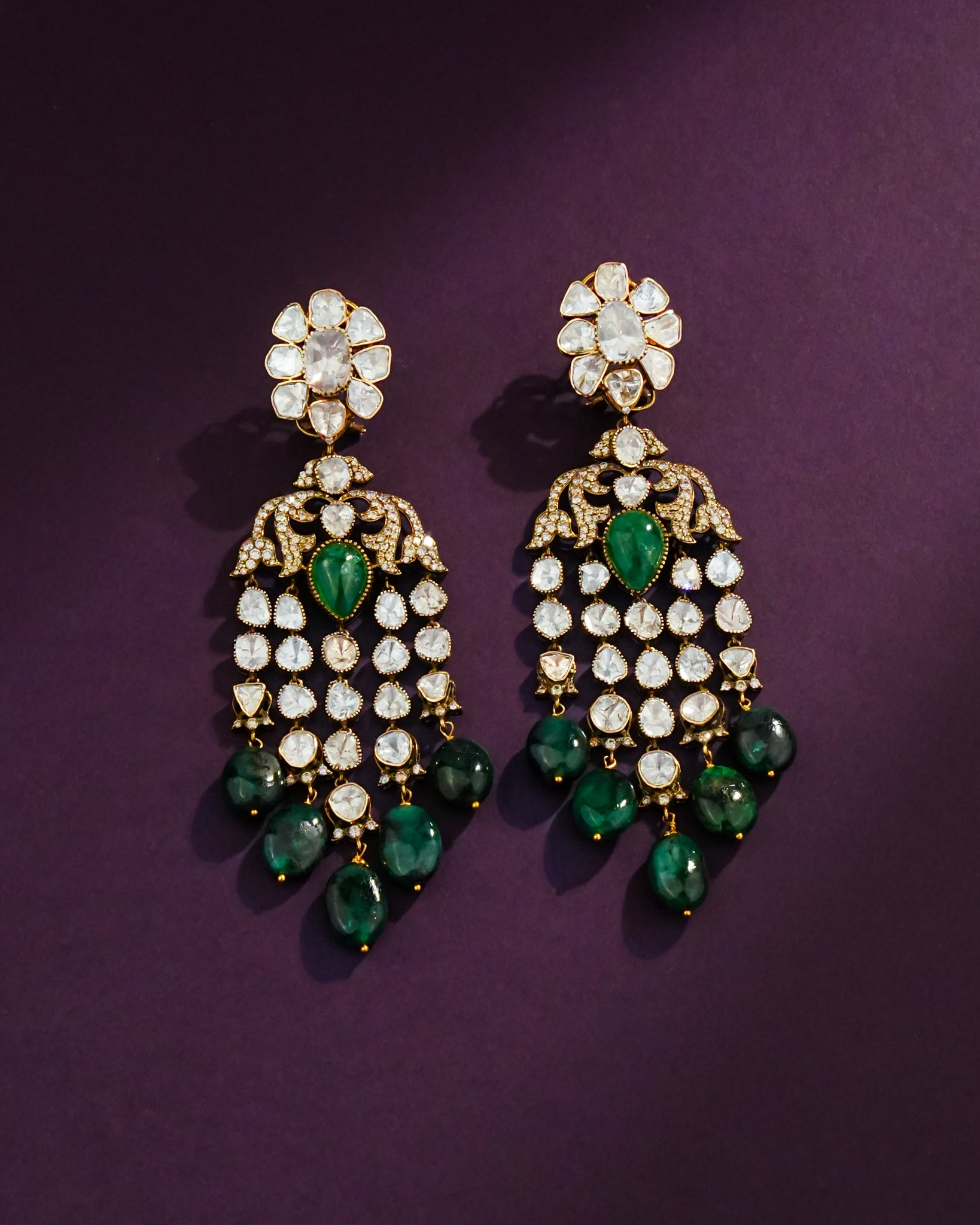 Urvita Polki And Diamond Long Earrings