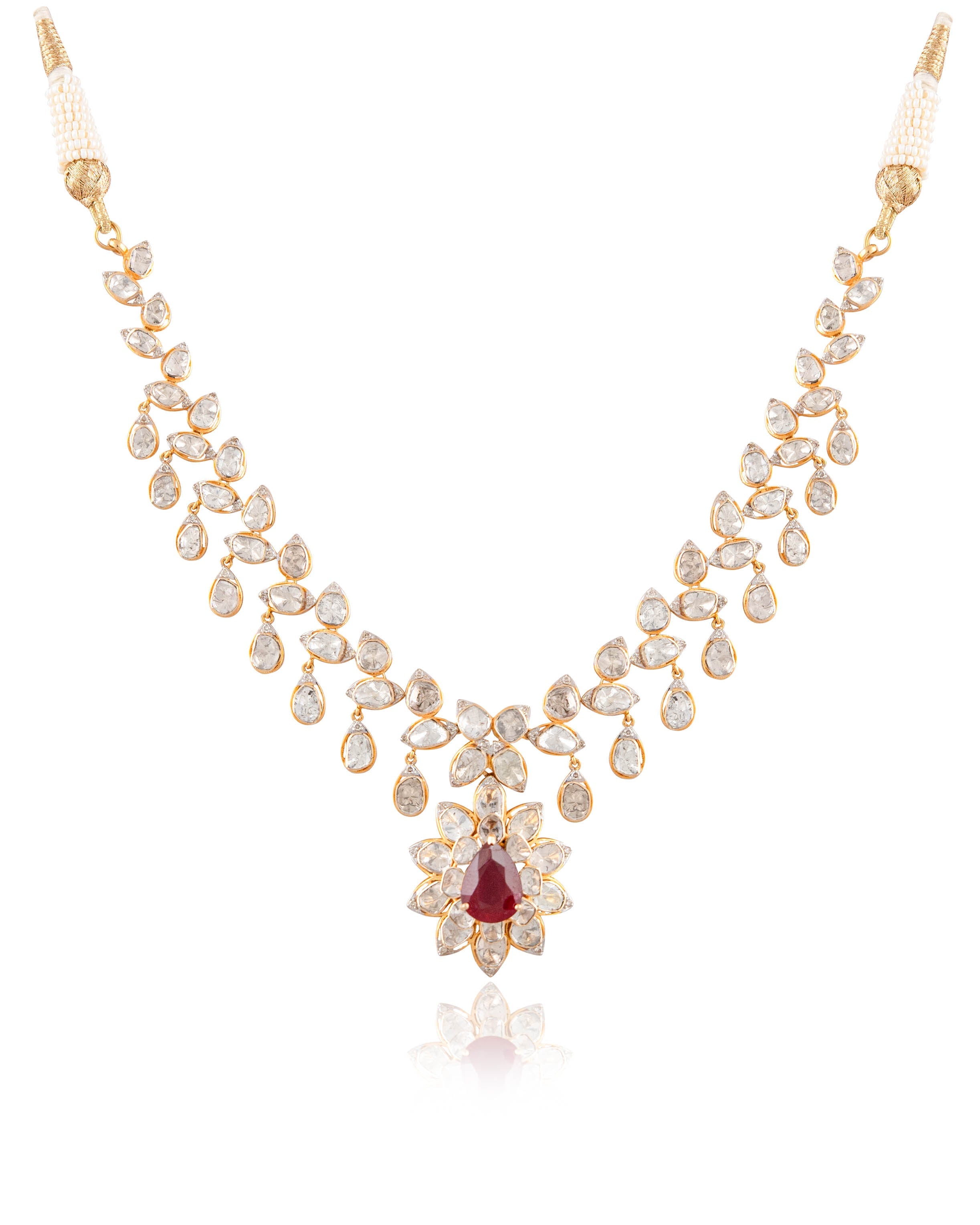 Tiya Necklace And Nia Necklace Polki And Diamond Set