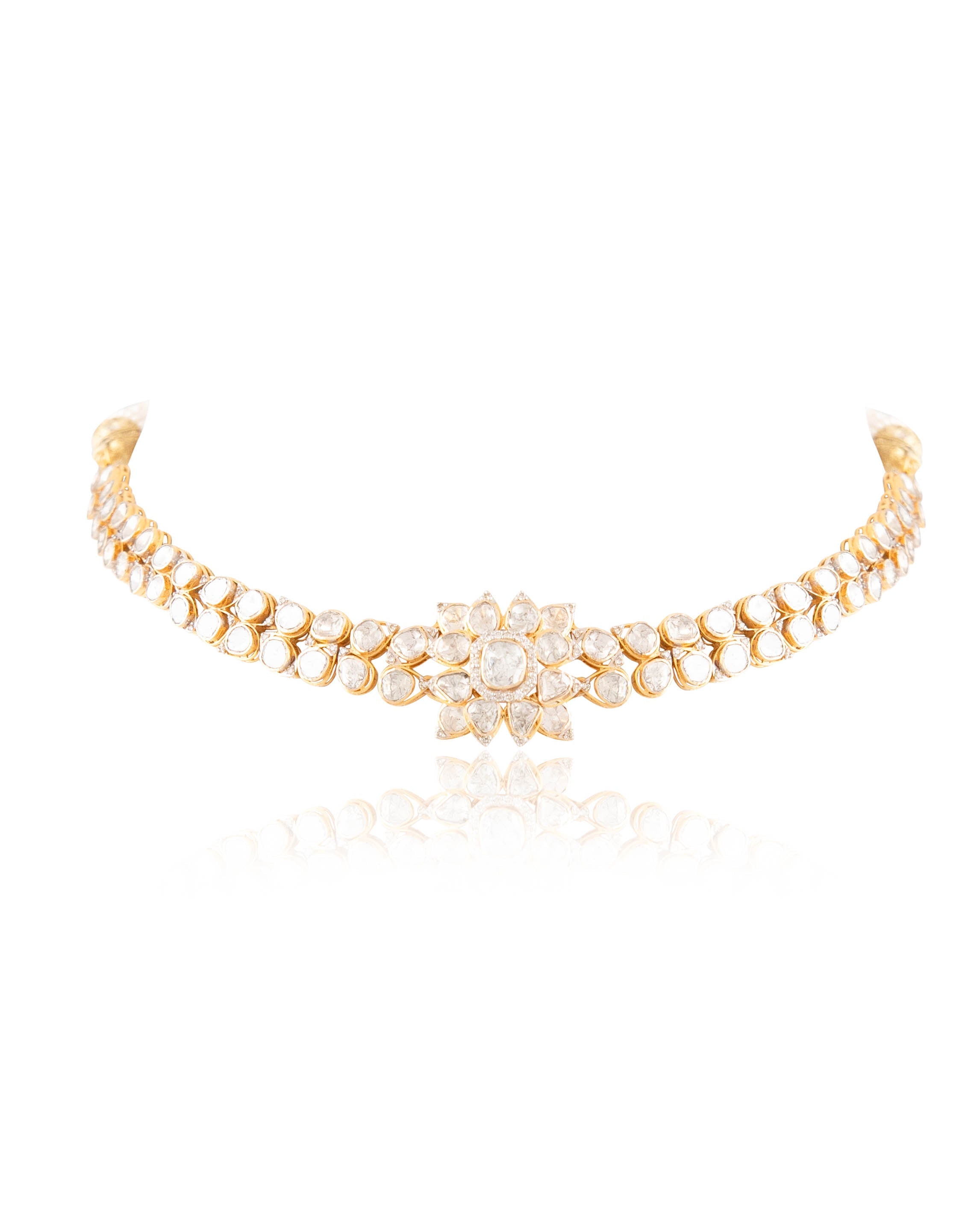 Bhagyashree Polki And Diamond Necklace