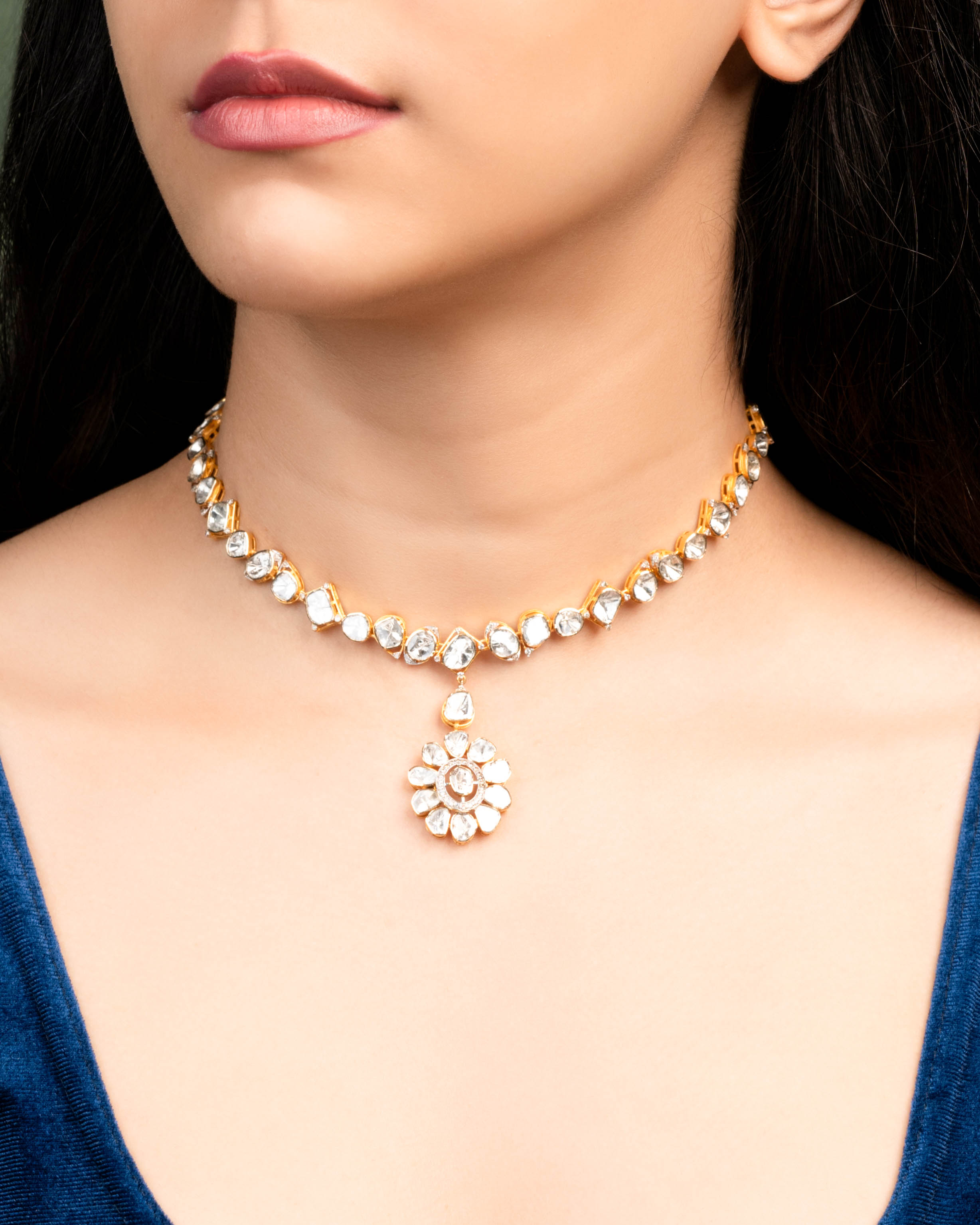 Raksha Polki And Diamond Necklace