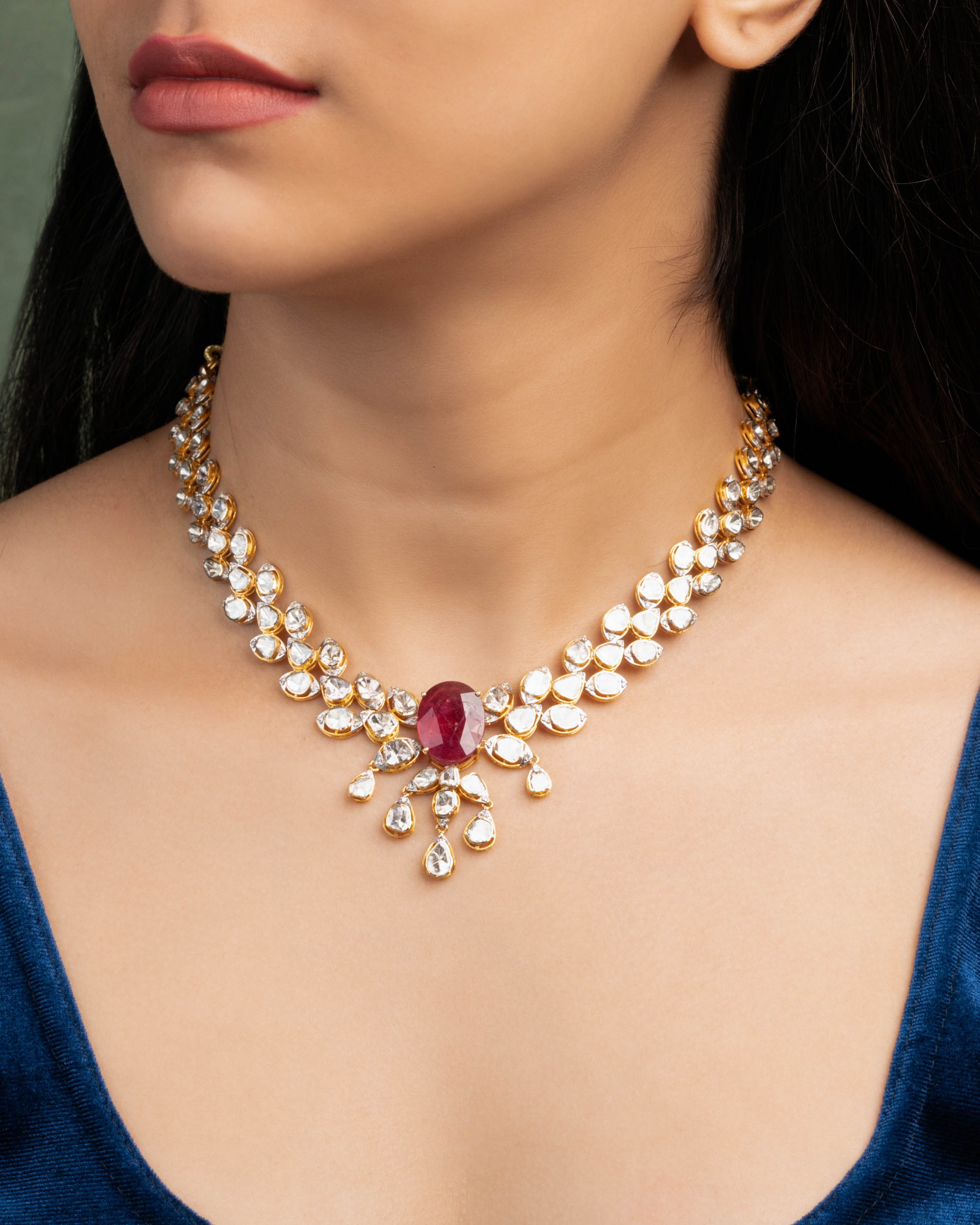 Vandana Polki And Diamond Necklace