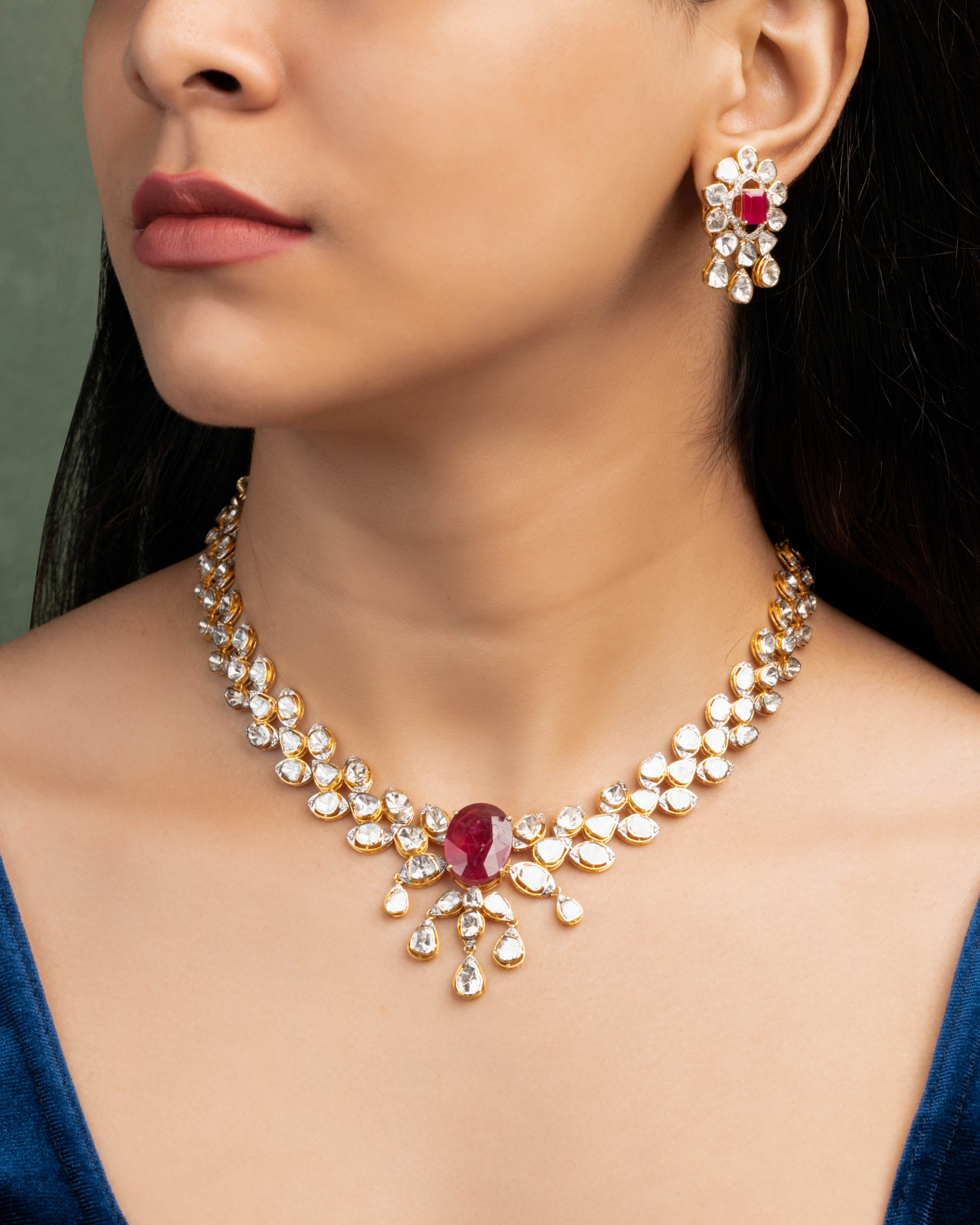 Vandana Polki And Diamond Necklace