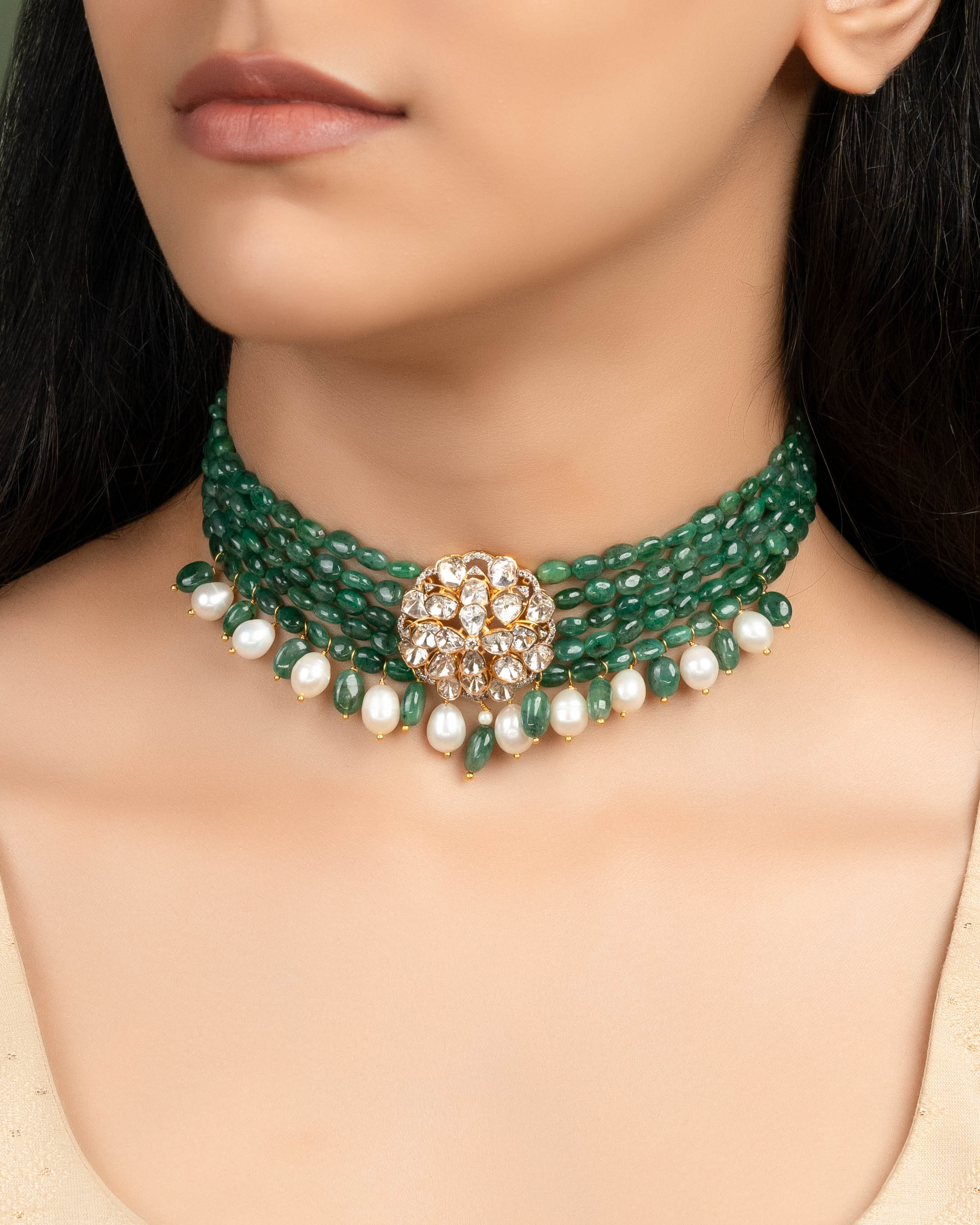 Samidha Polki And Diamond Bead Choker