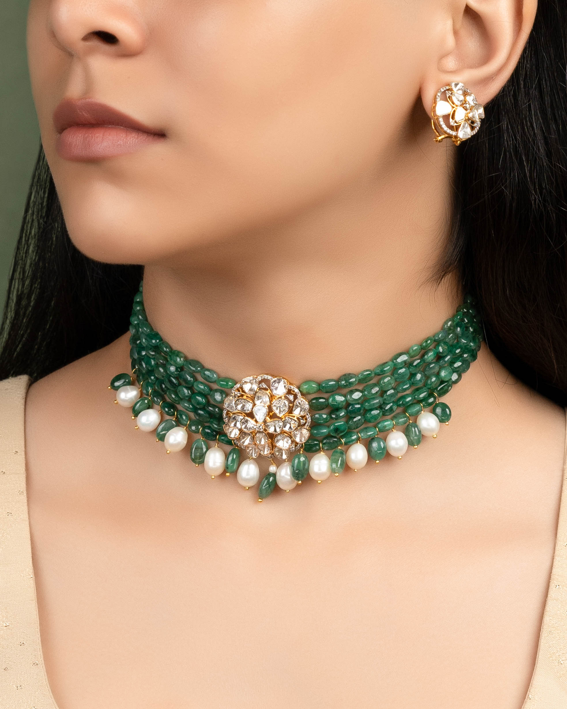 Samidha Polki And Diamond Bead Choker