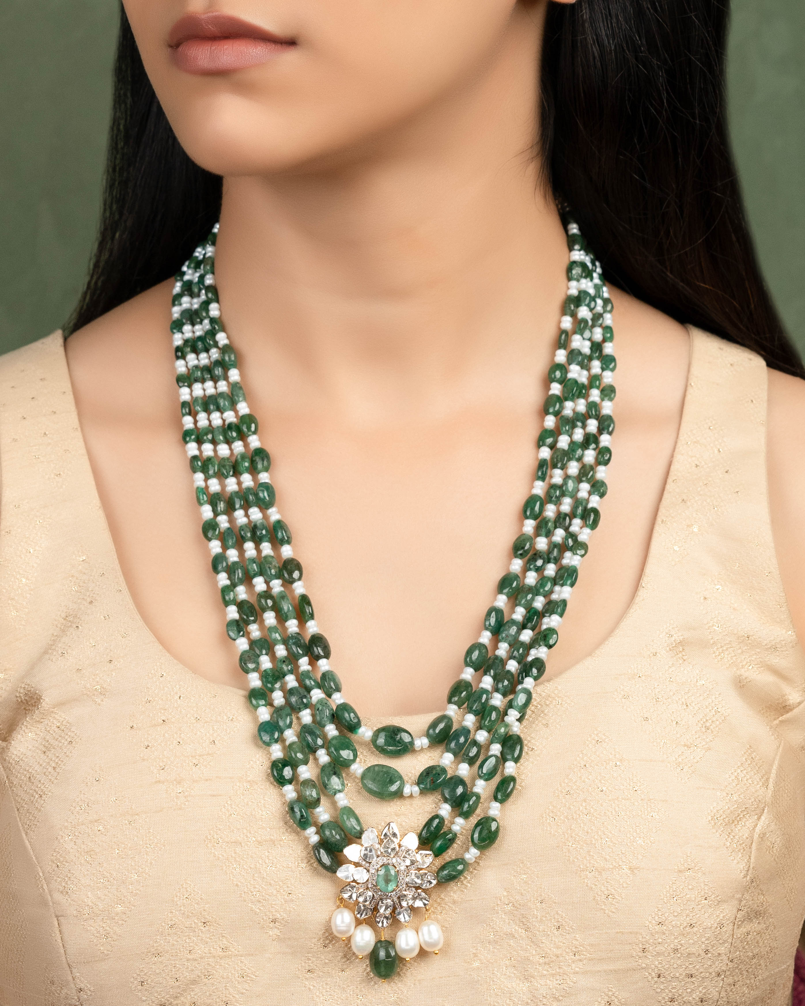 Zella Polki And Diamond Bead Pendant