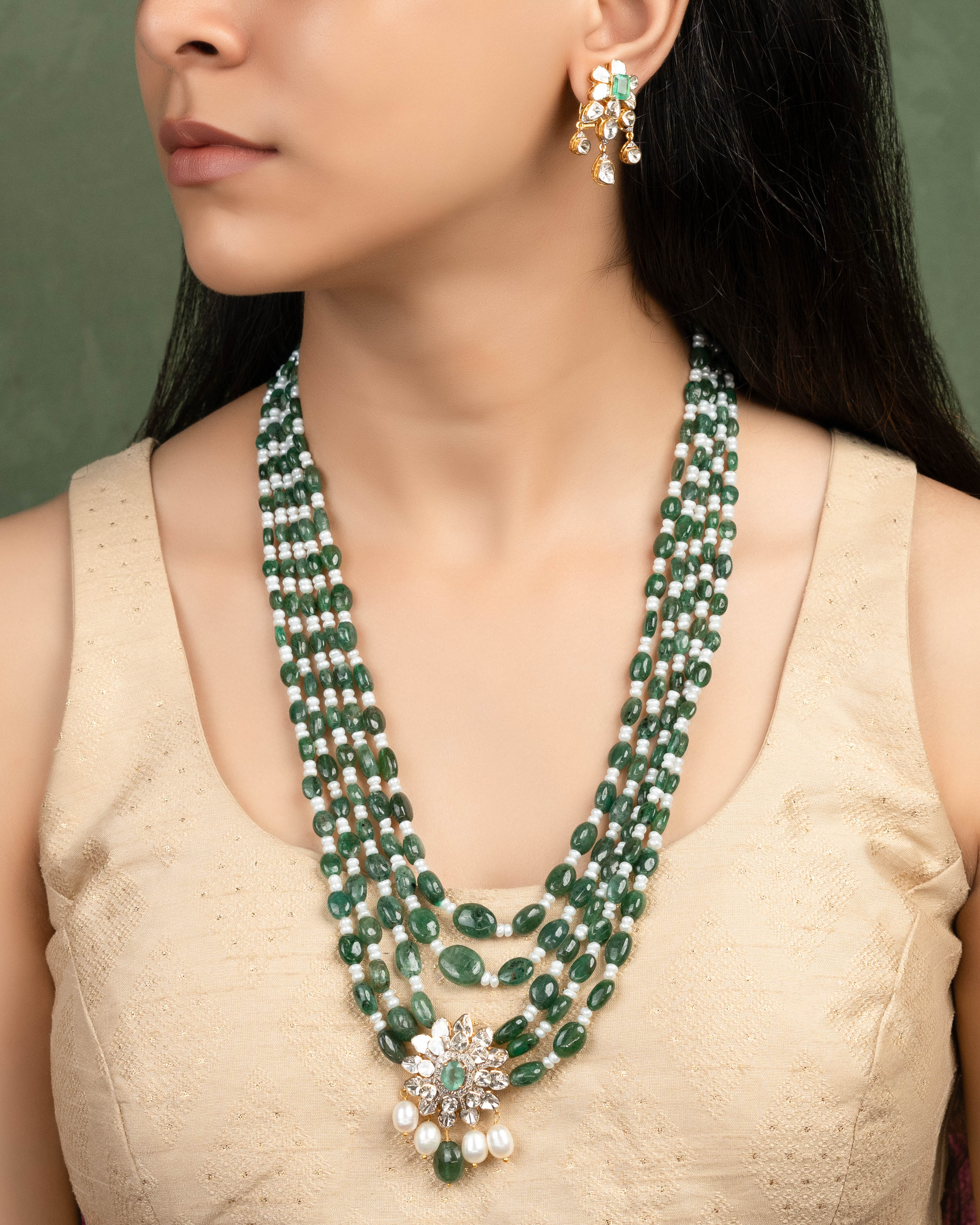 Zella Polki And Diamond Bead Pendant