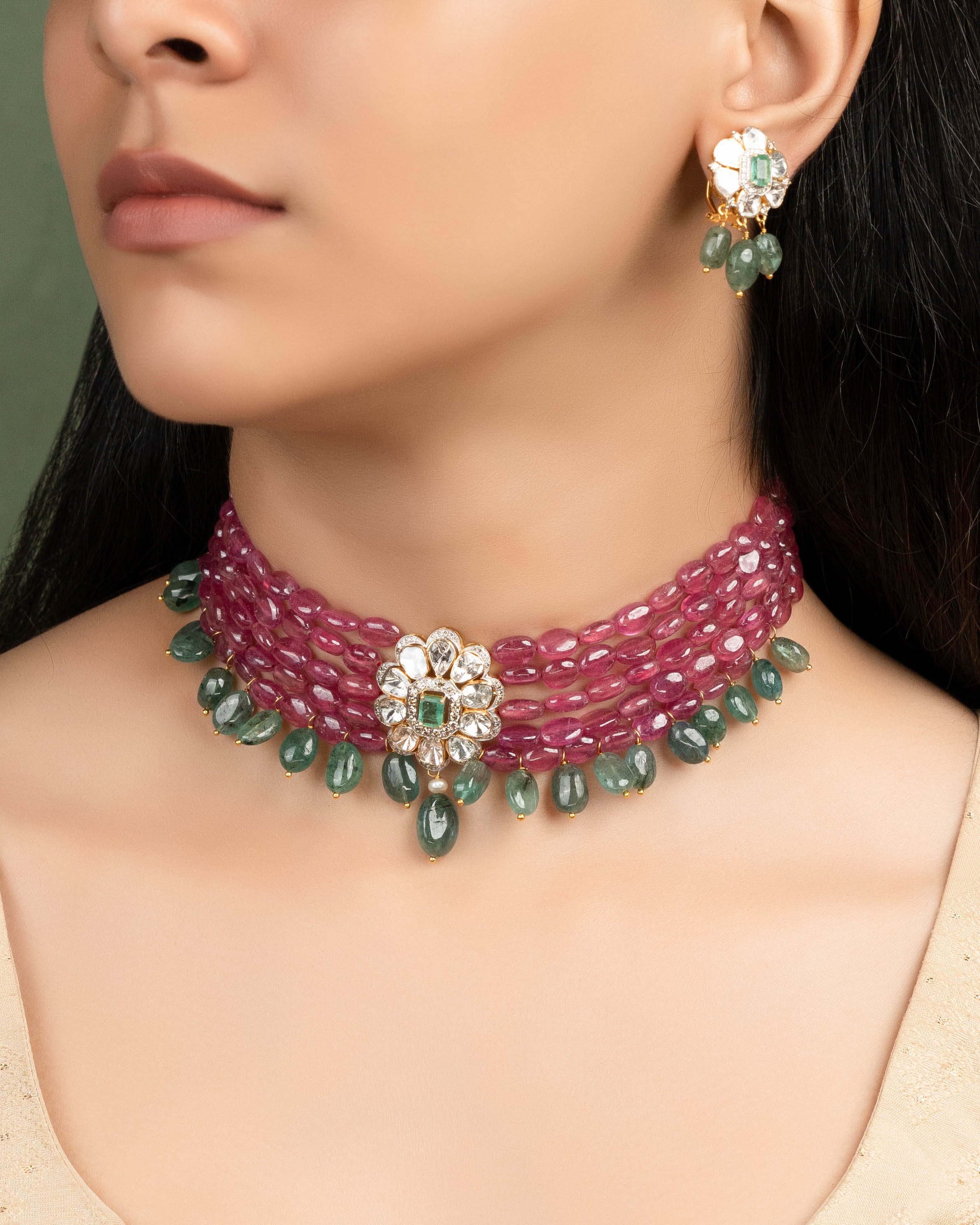 Samara Polki And Diamond Bead Choker