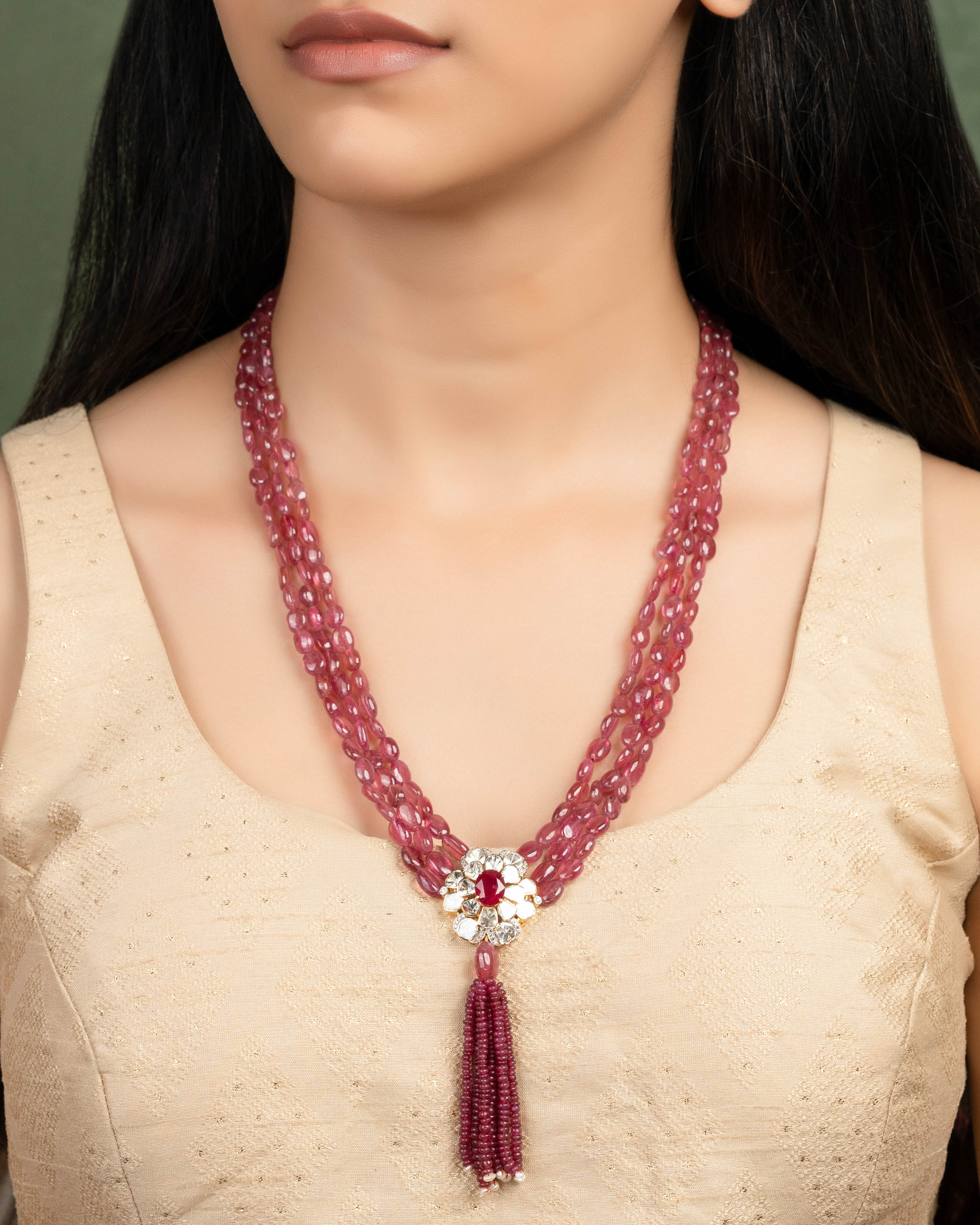 Faye Polki And Diamond Bead Pendant