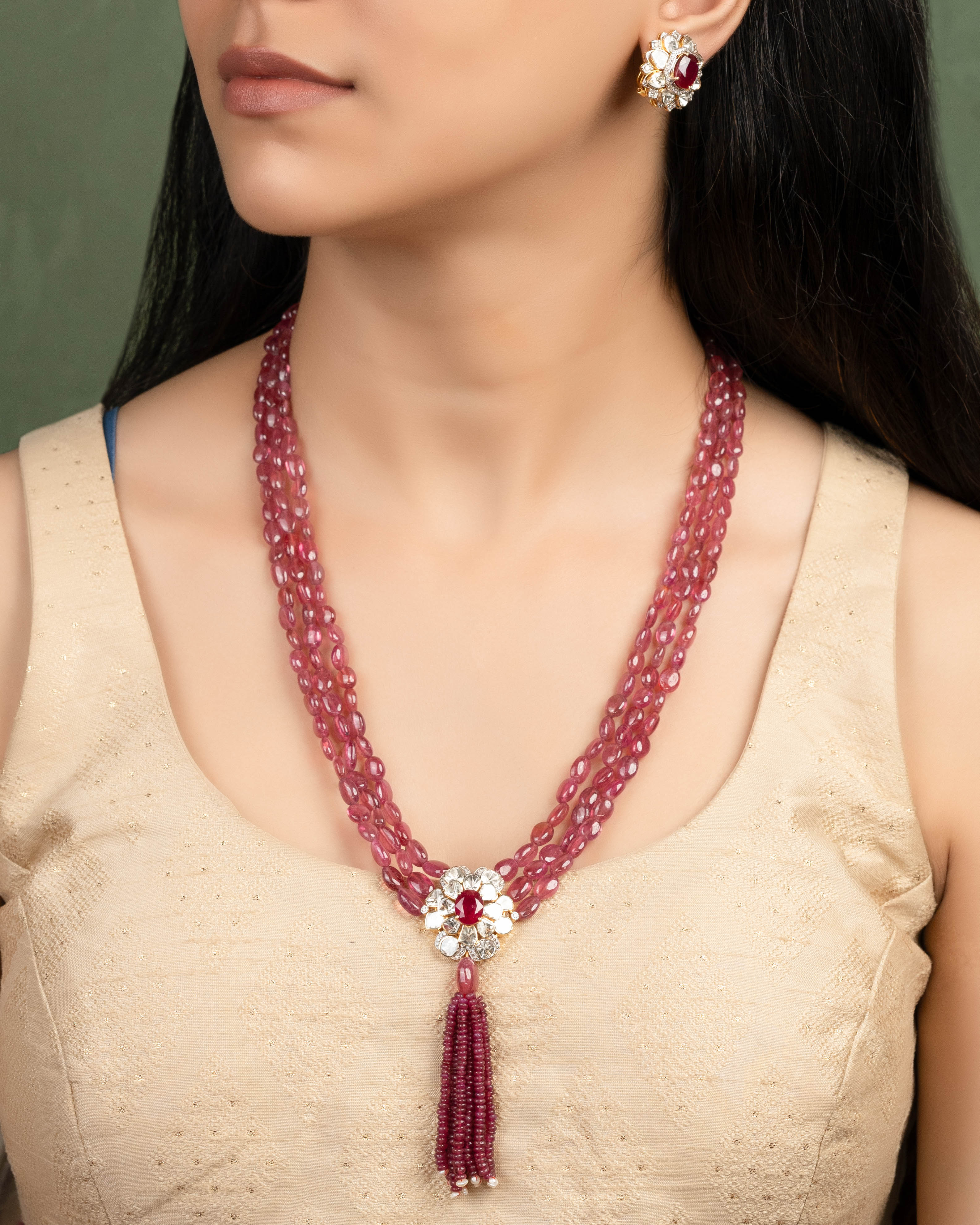 Faye Polki And Diamond Bead Pendant
