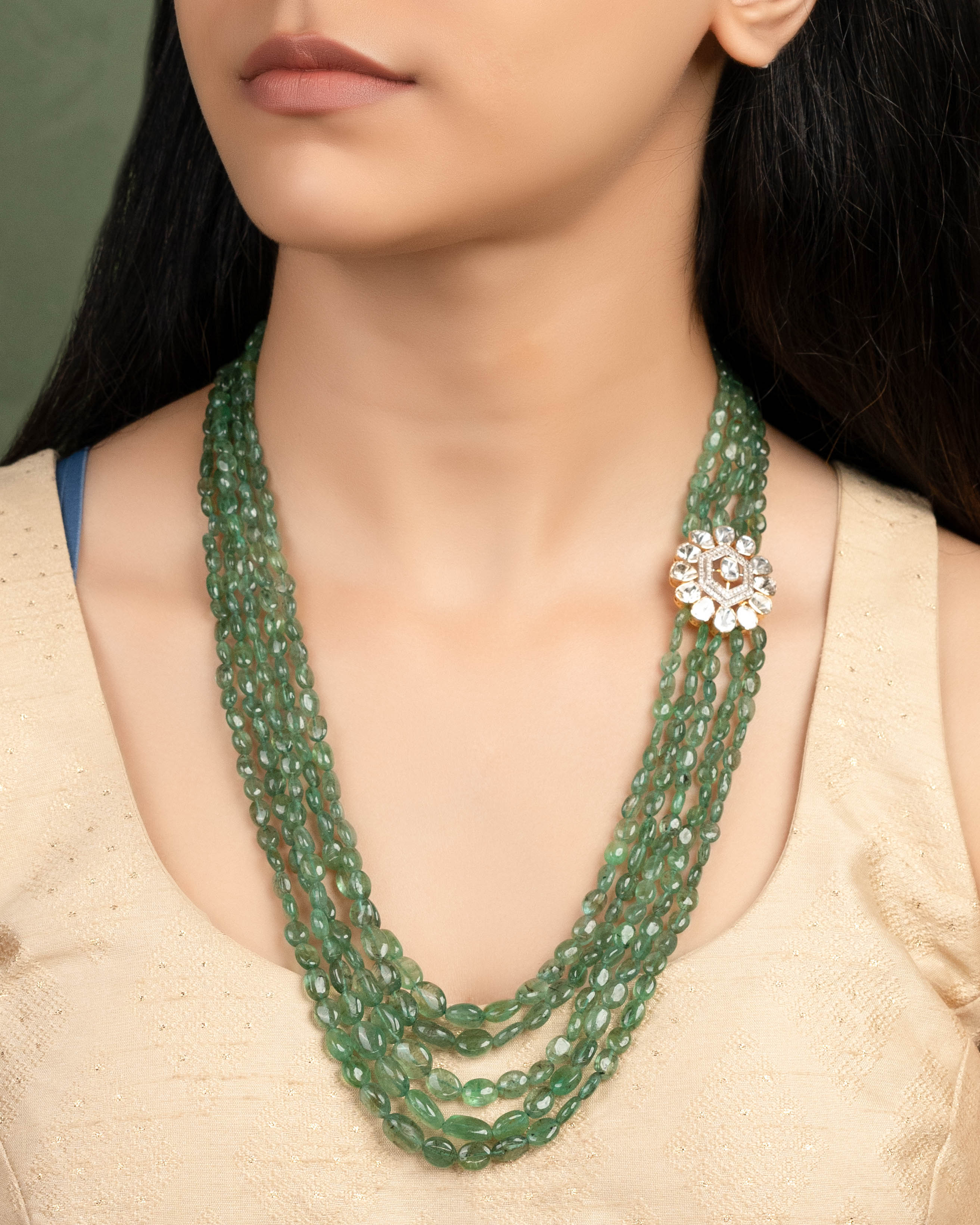 Divyana Polki And Diamond Bead Pendant