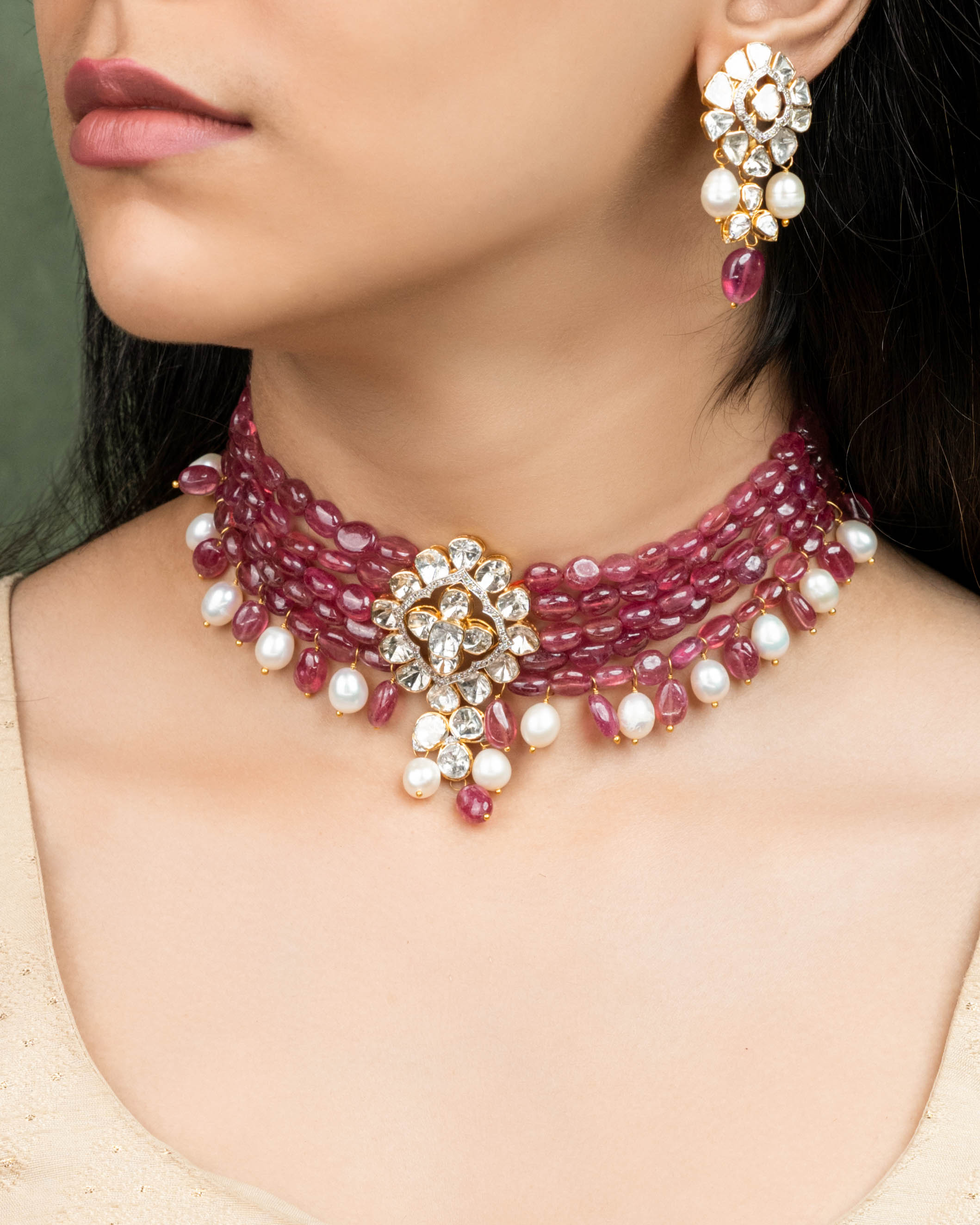 Nikitha Polki And Diamond Long Earrings