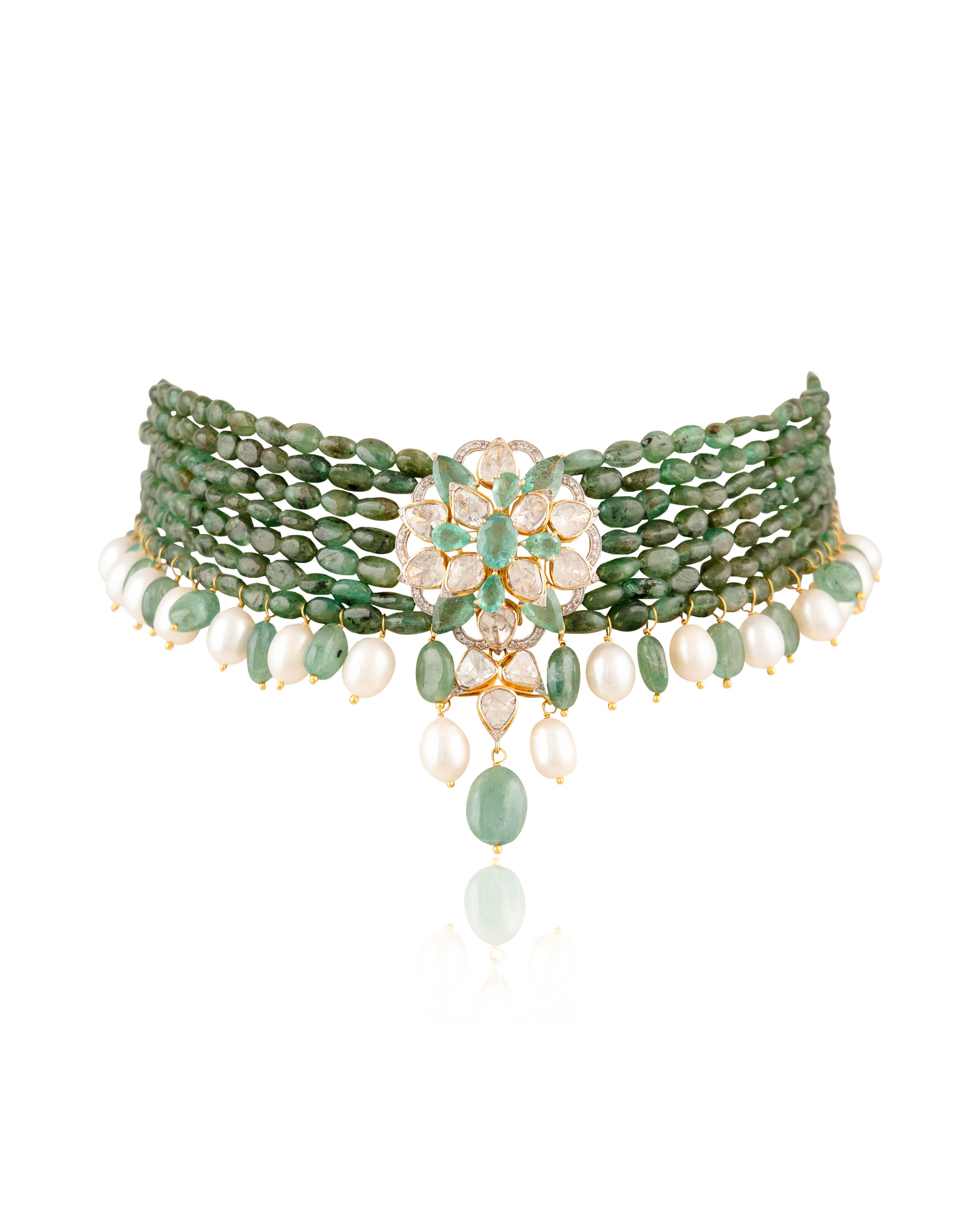 Liv Polki And Diamond Bead Choker