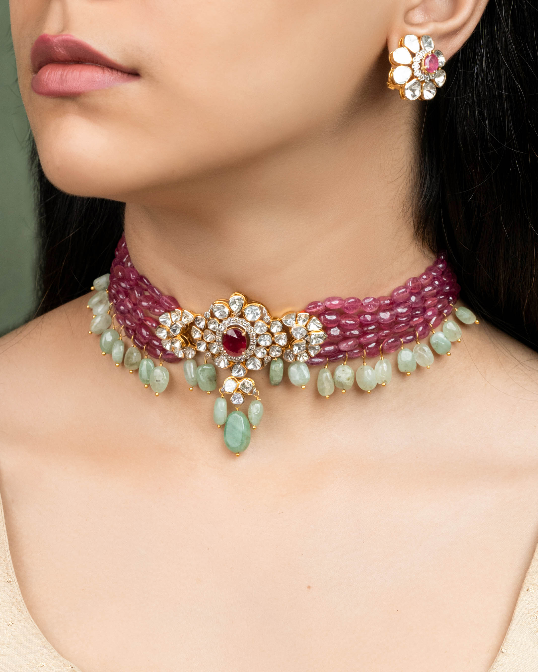 Umika Polki And Diamond Bead Choker