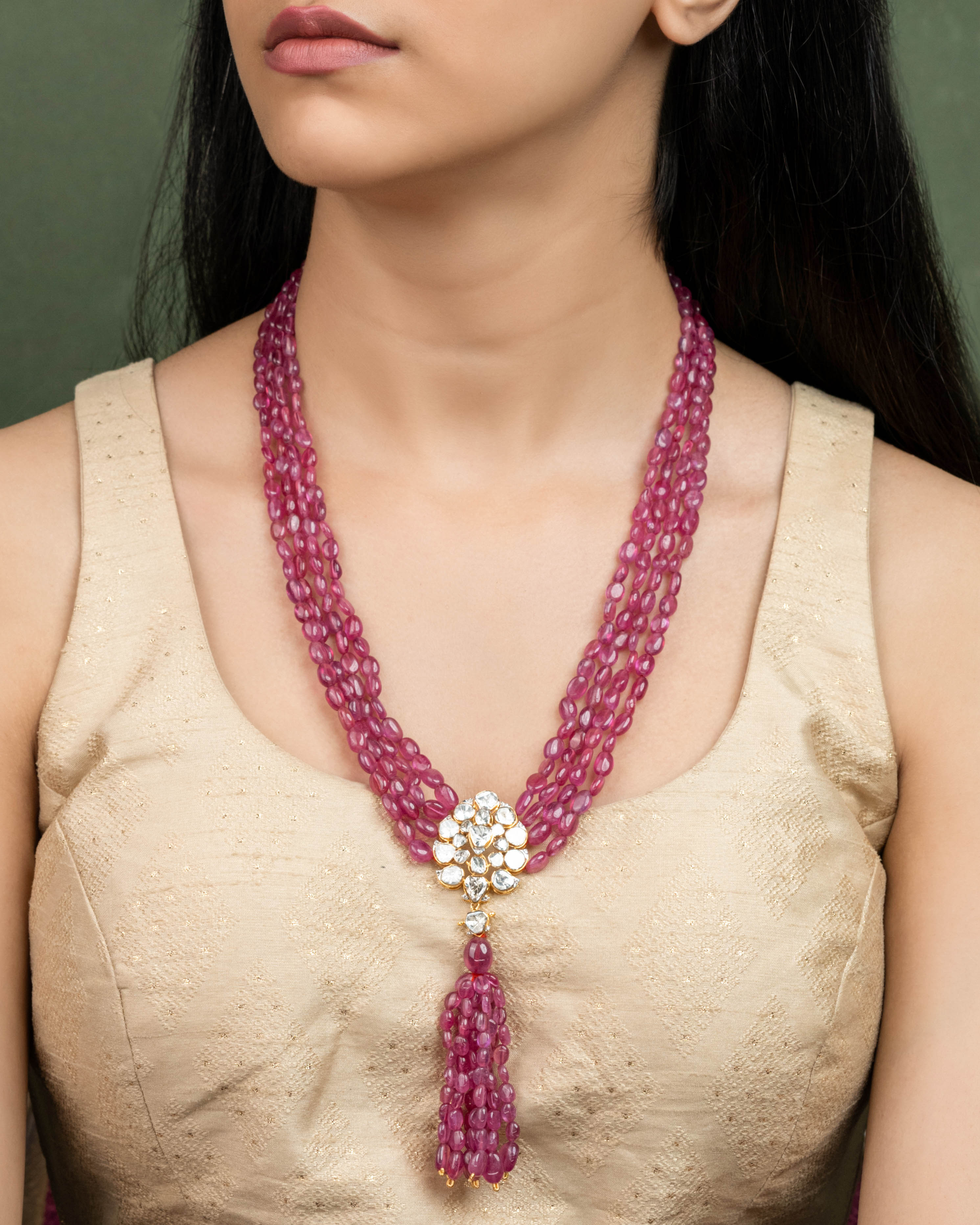 Liv Polki And Diamond Bead Pendant