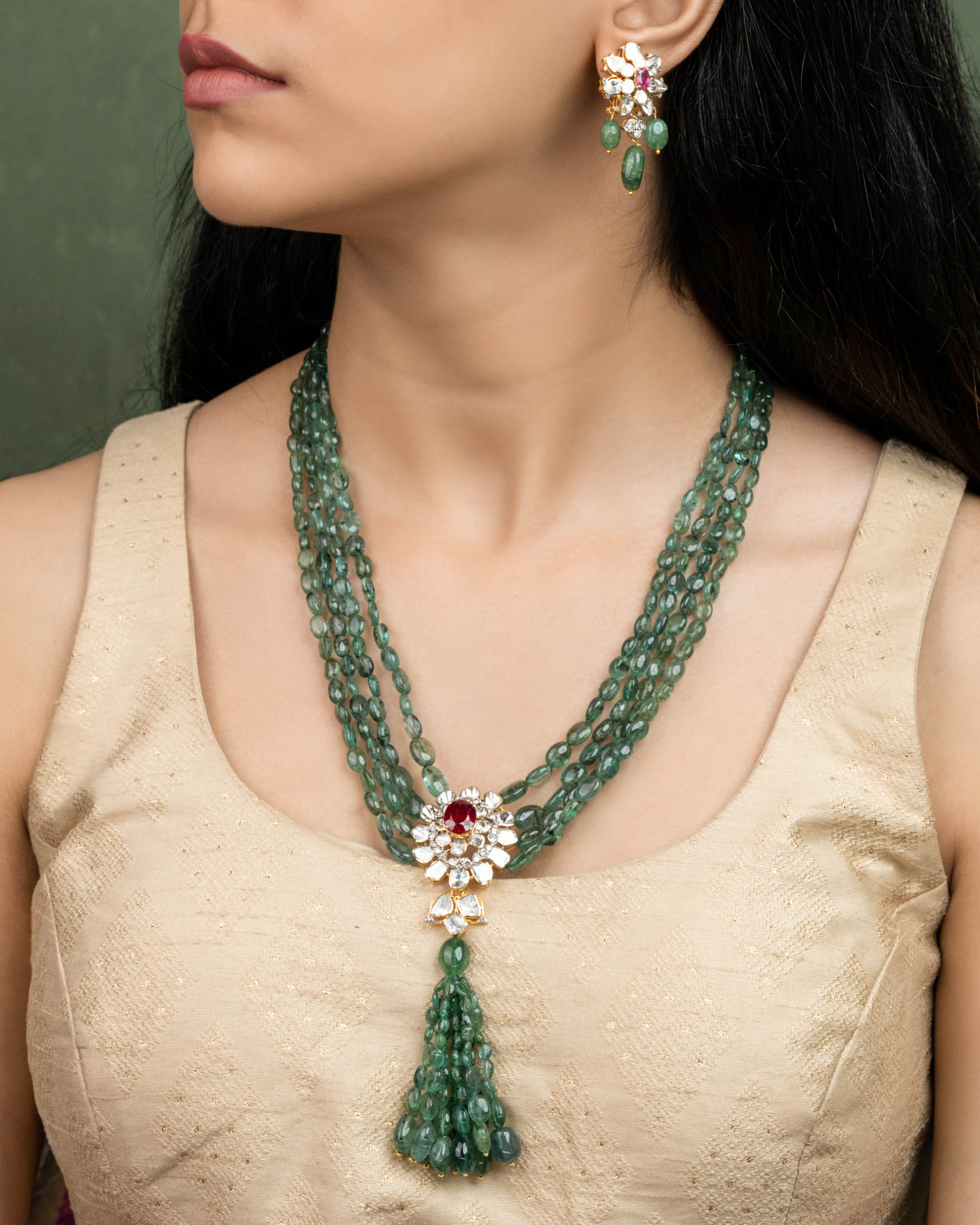 Alyssa Polki And Diamond Bead Pendant