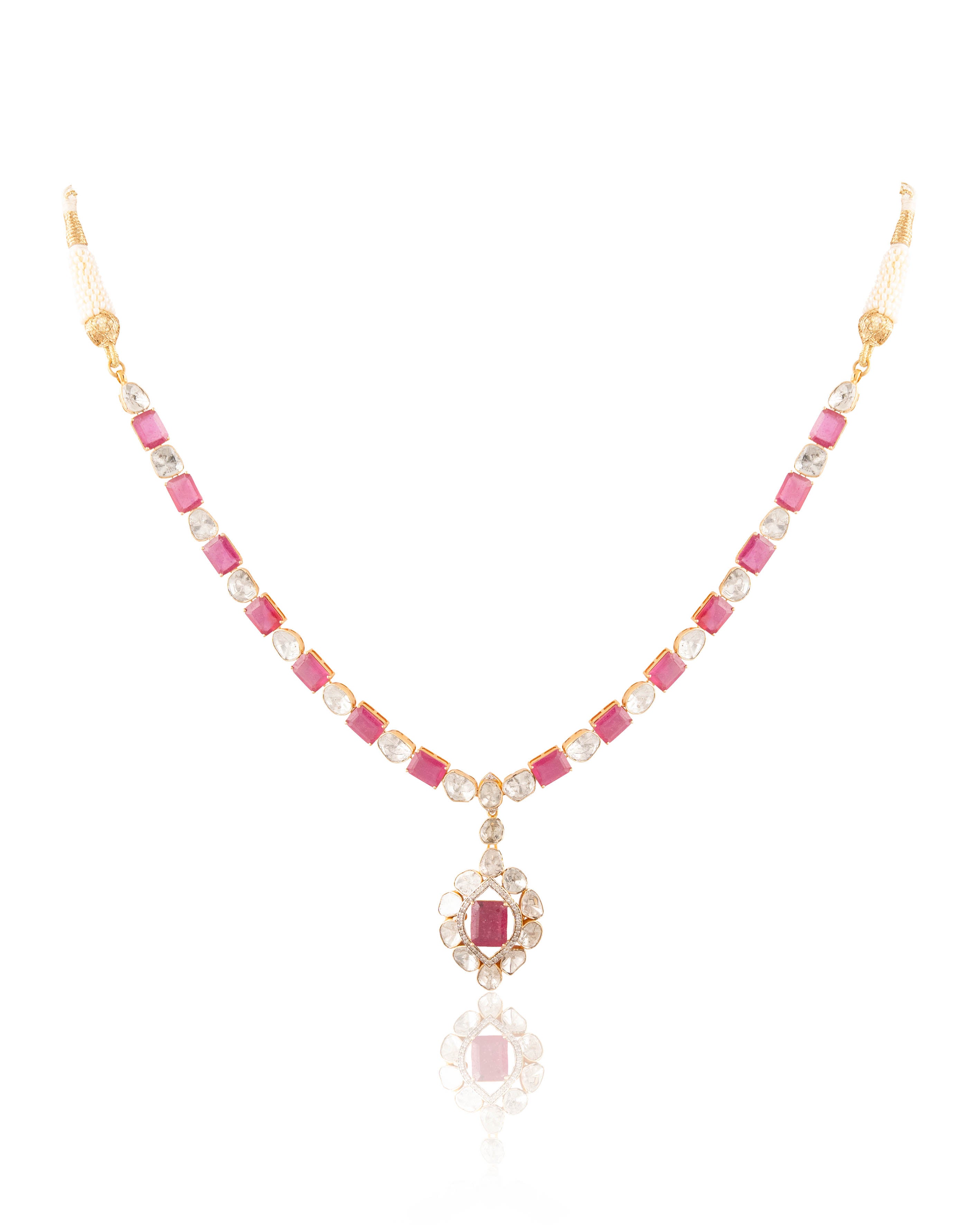 Era Necklace And Narina Long Earrings Polki And Diamond Set