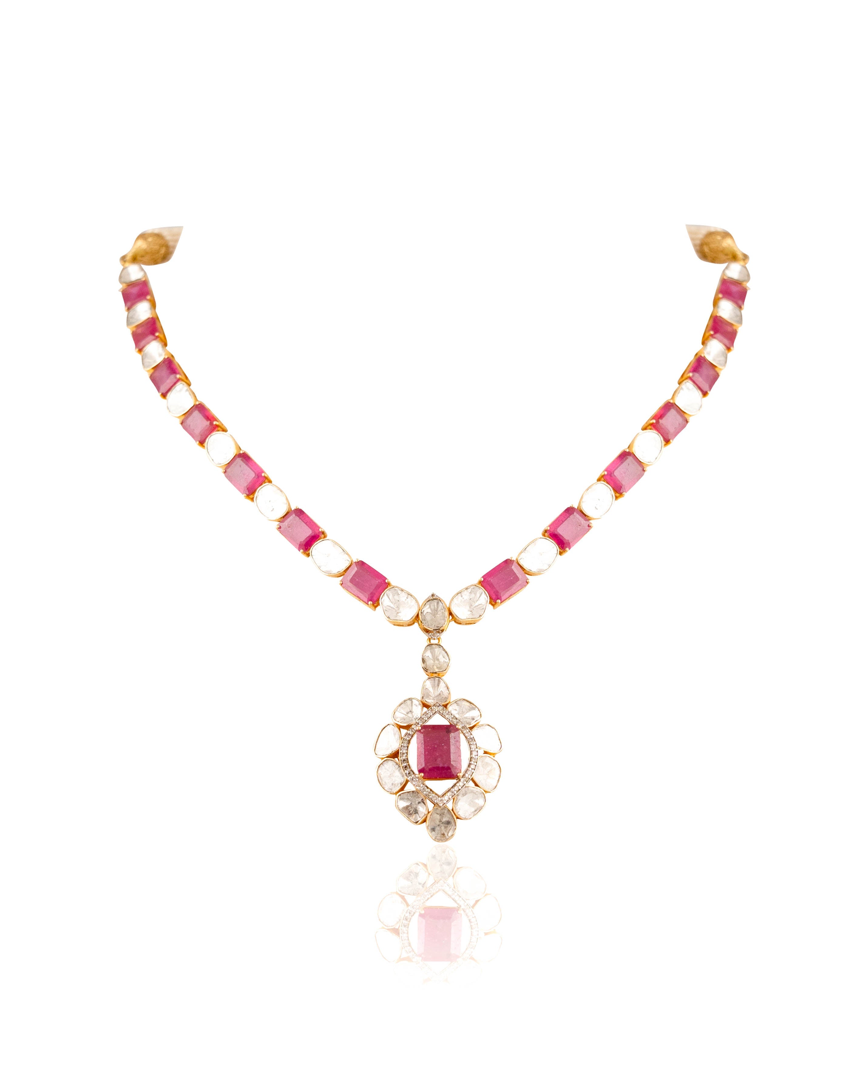 Era Necklace And Narina Long Earrings Polki And Diamond Set