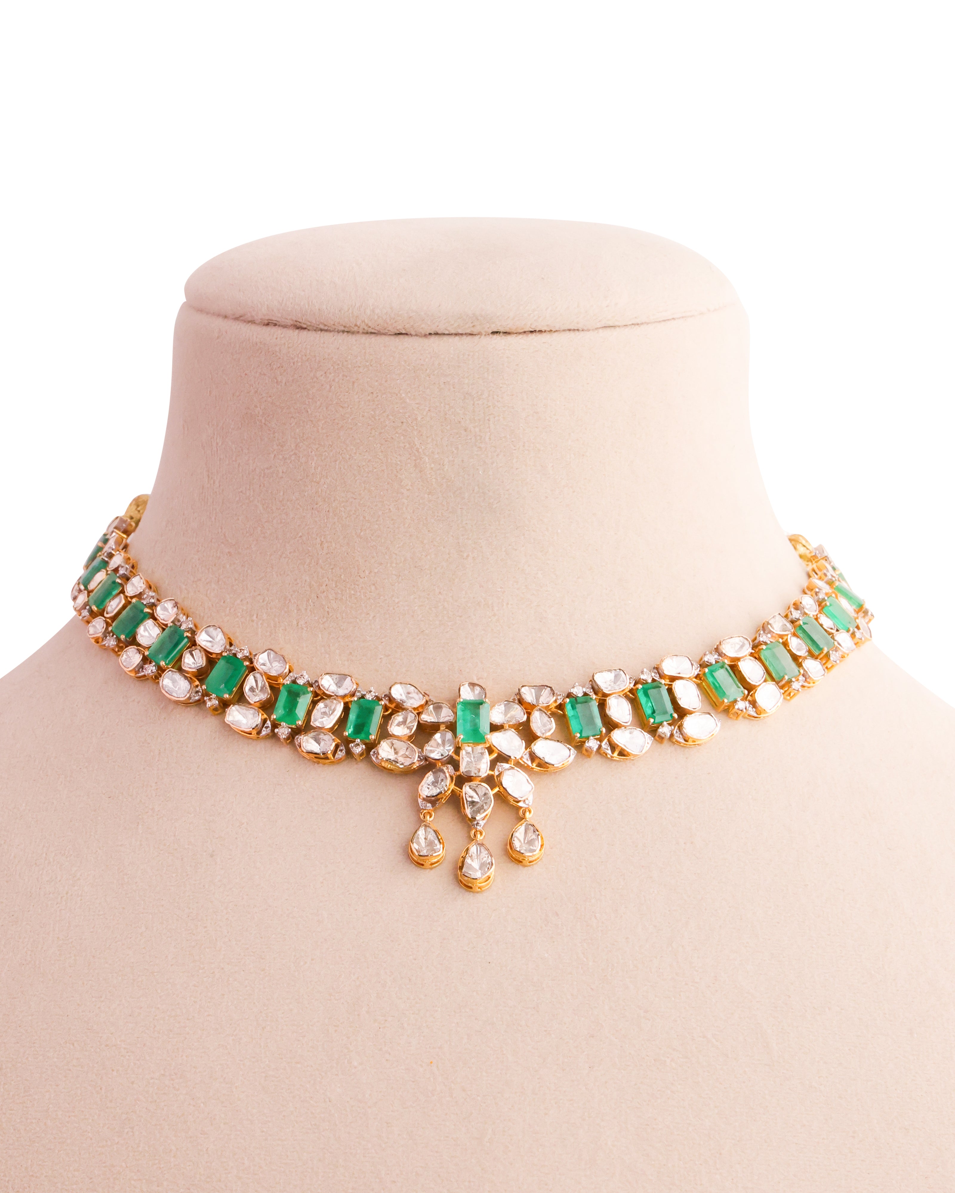 Manju Polki And Diamond Necklace