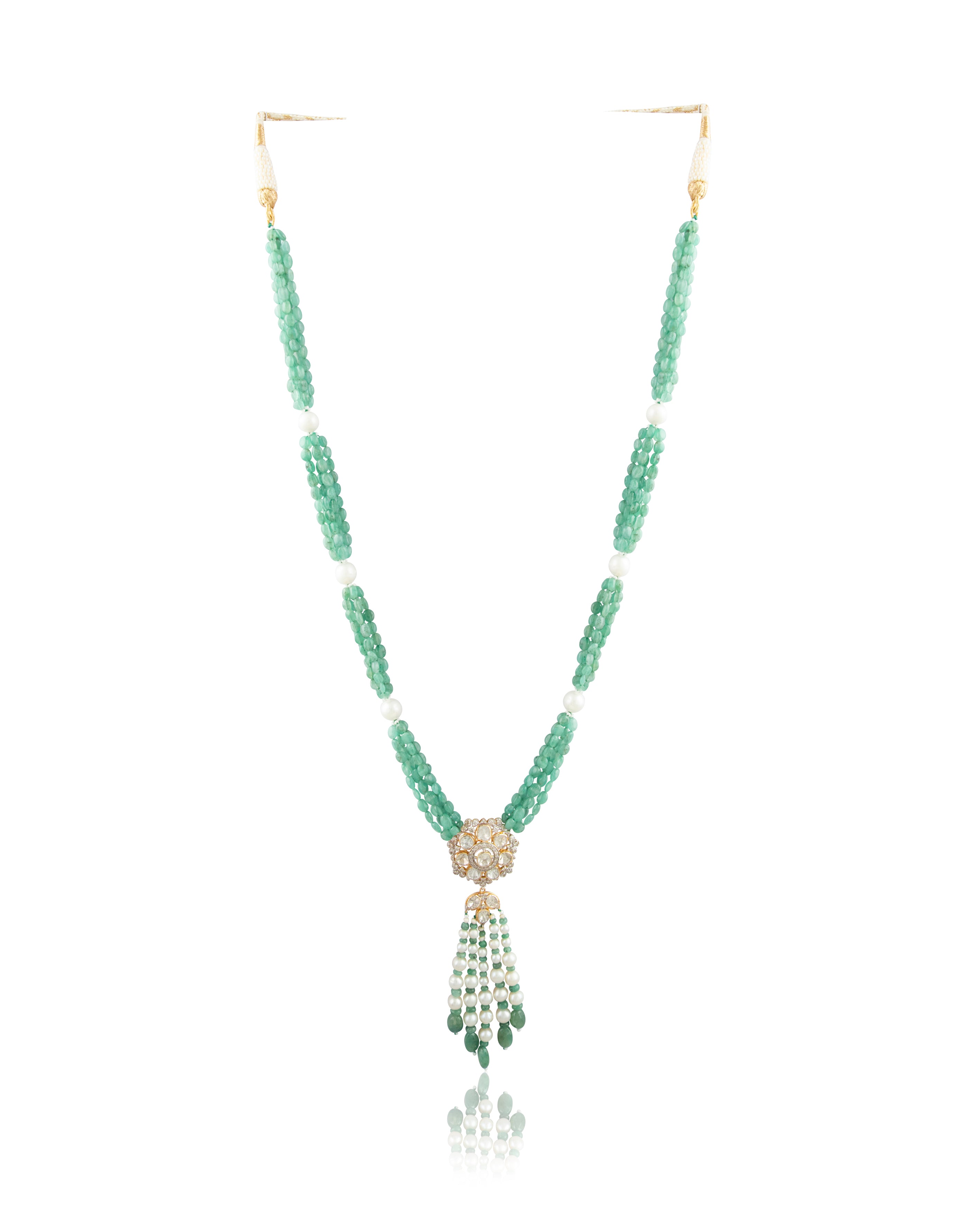 Zinal Polki And Diamond Bead Pendant