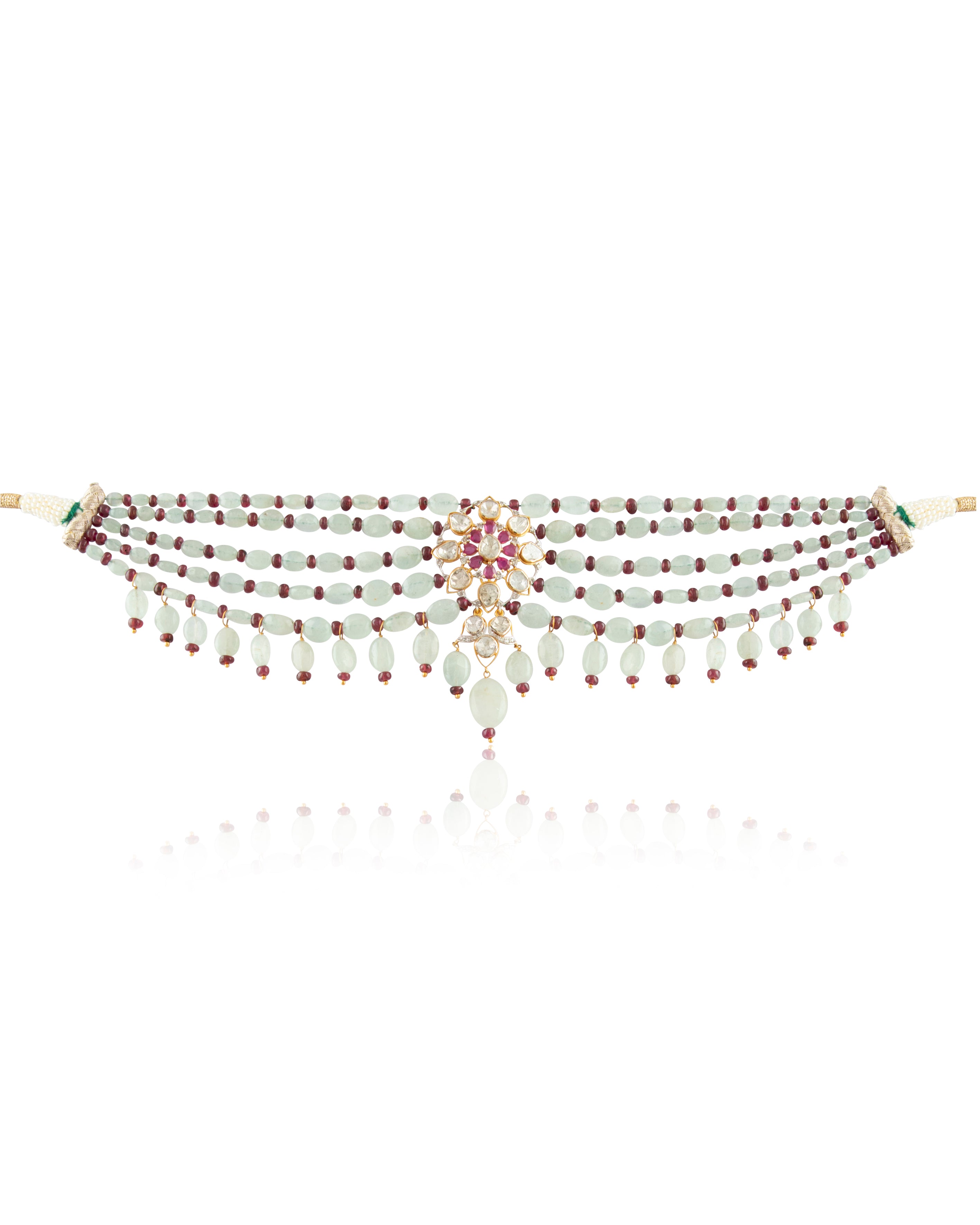 Haimi Polki And Diamond Bead Choker