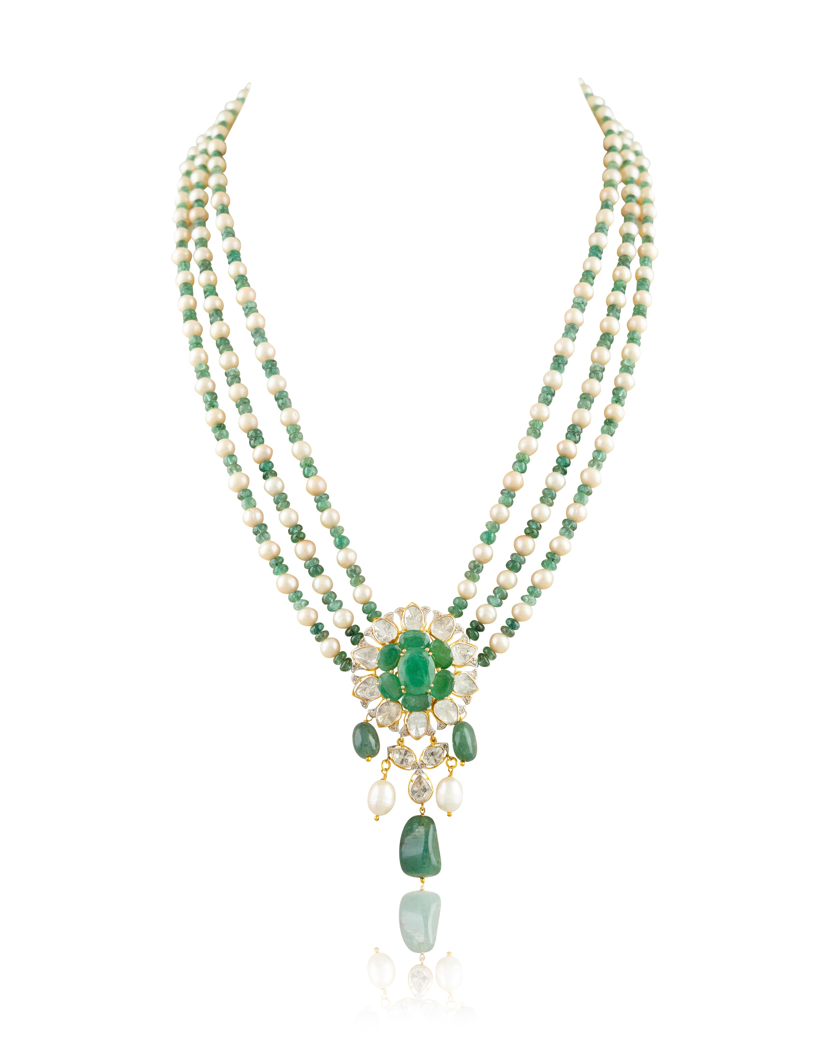 Amaira Polki And Diamond Bead Pendant