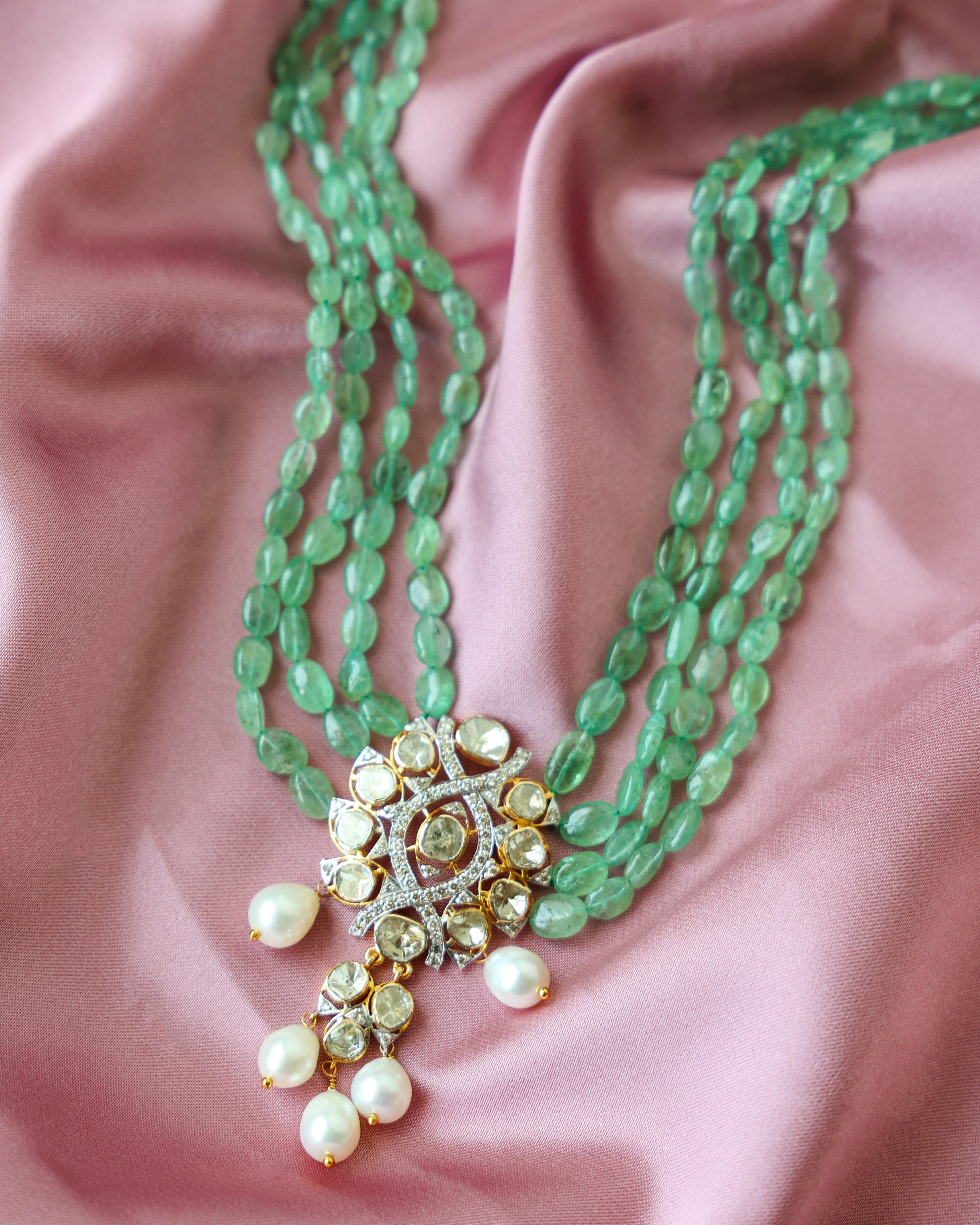 Gracie Polki And Diamond Bead Pendant